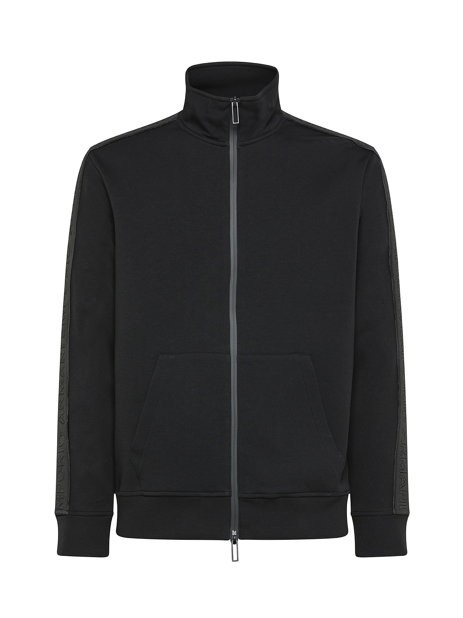 Emporio Armani - Full zip sweatshirt with logo tape, Black, large image number 0