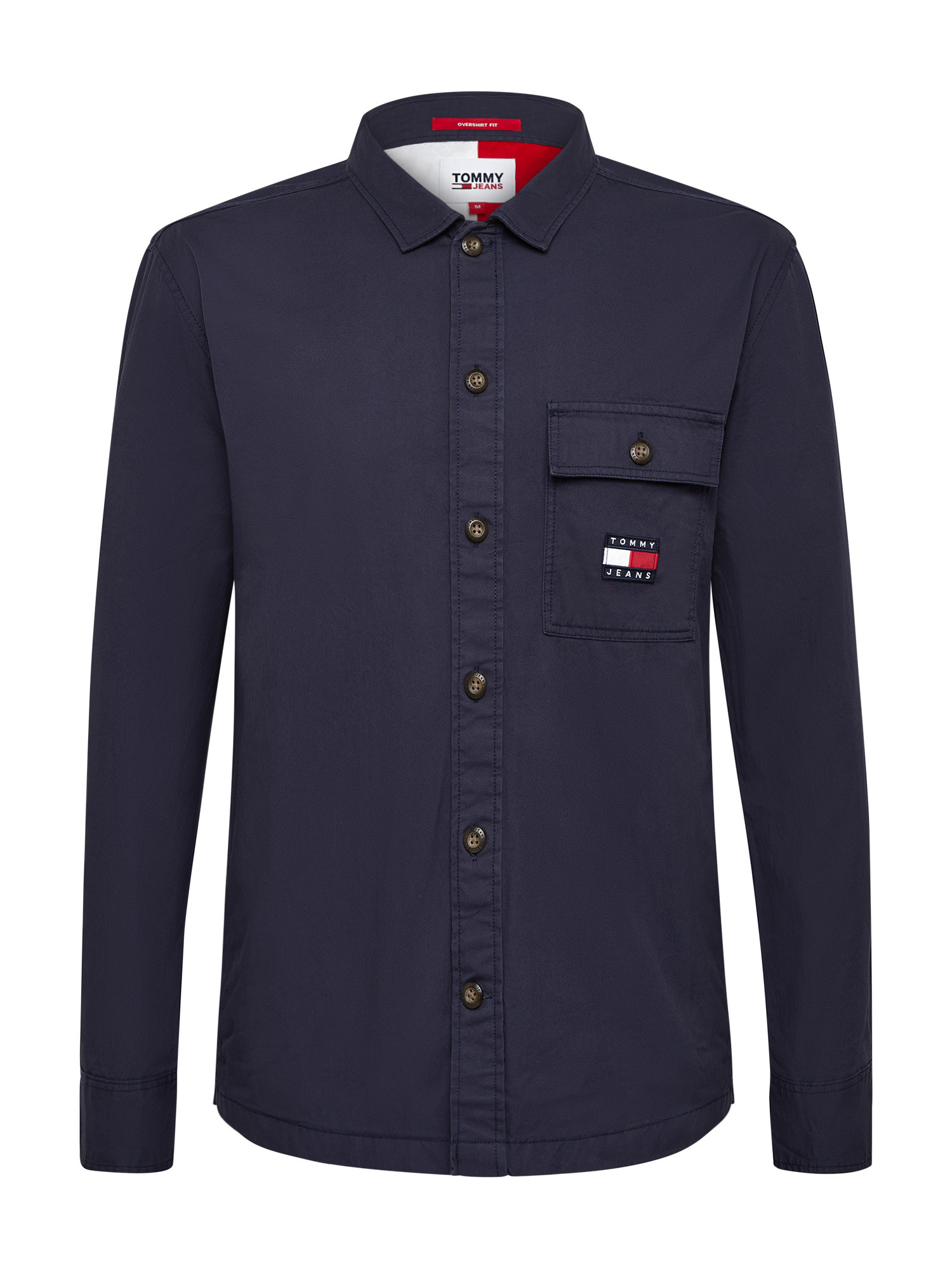 Tommy Jeans -Cotton shirt with logo, Dark Blue, large image number 0