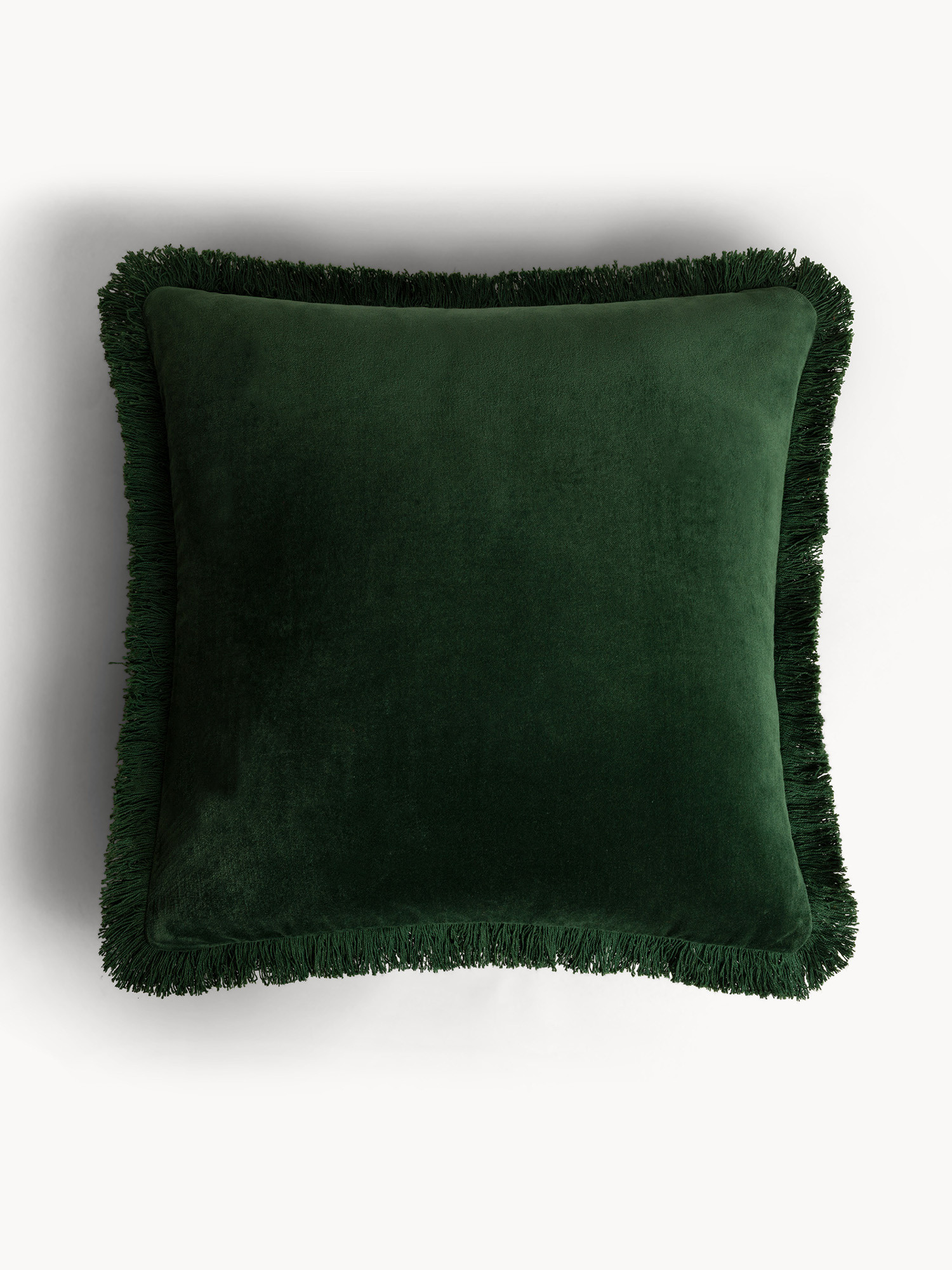45x45 cm velvet pillow with fringes, Green, large image number 0