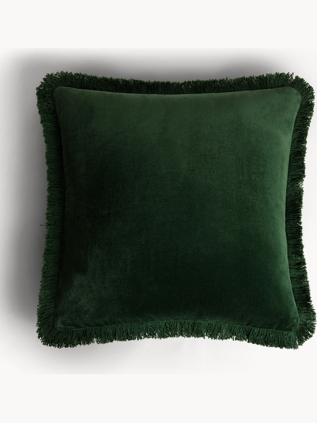 Cuscino 45x45 cm in velluto con frangette