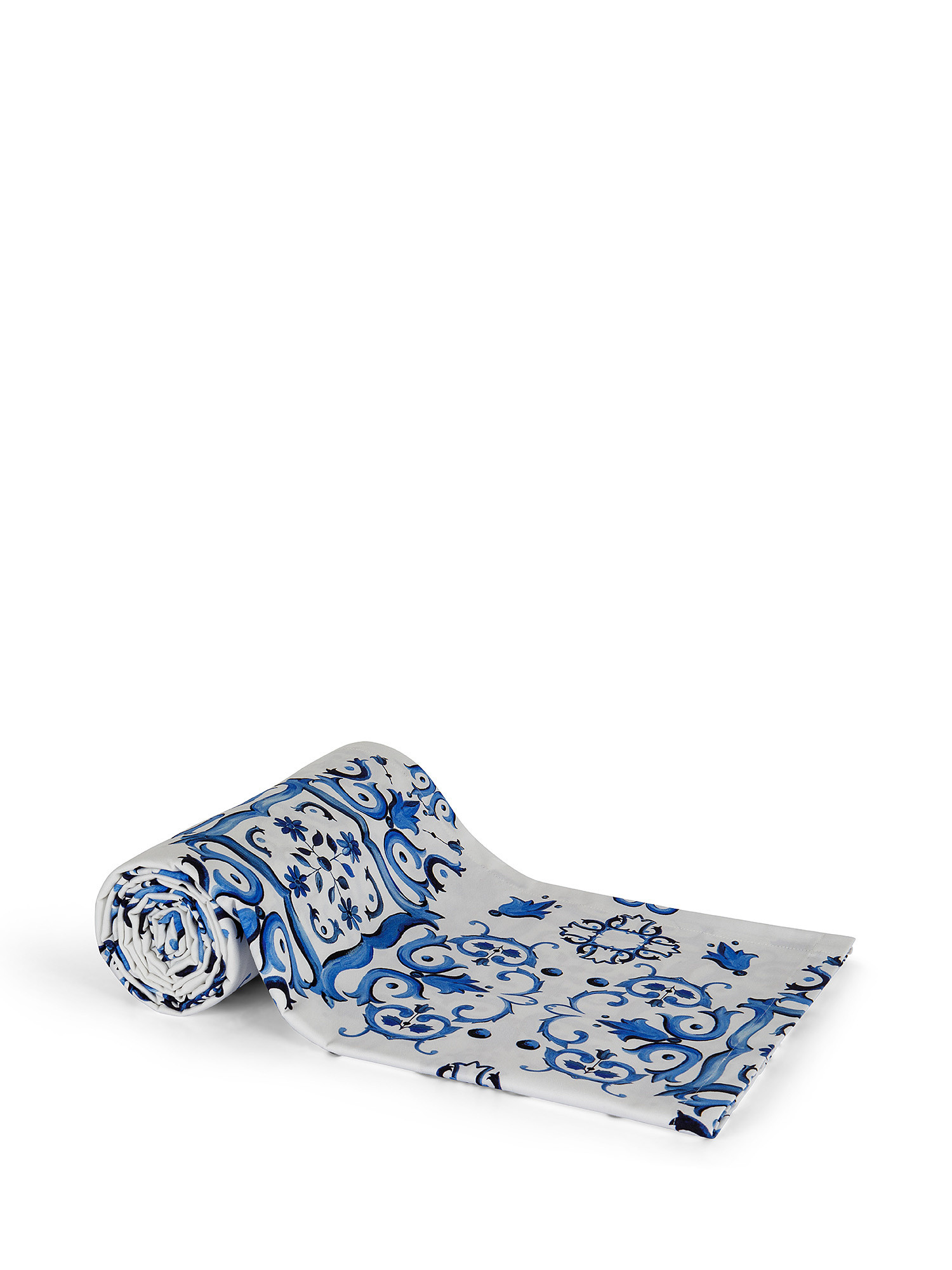 Furnishing cloth cotton with ornamental motif, Blue, large image number 0