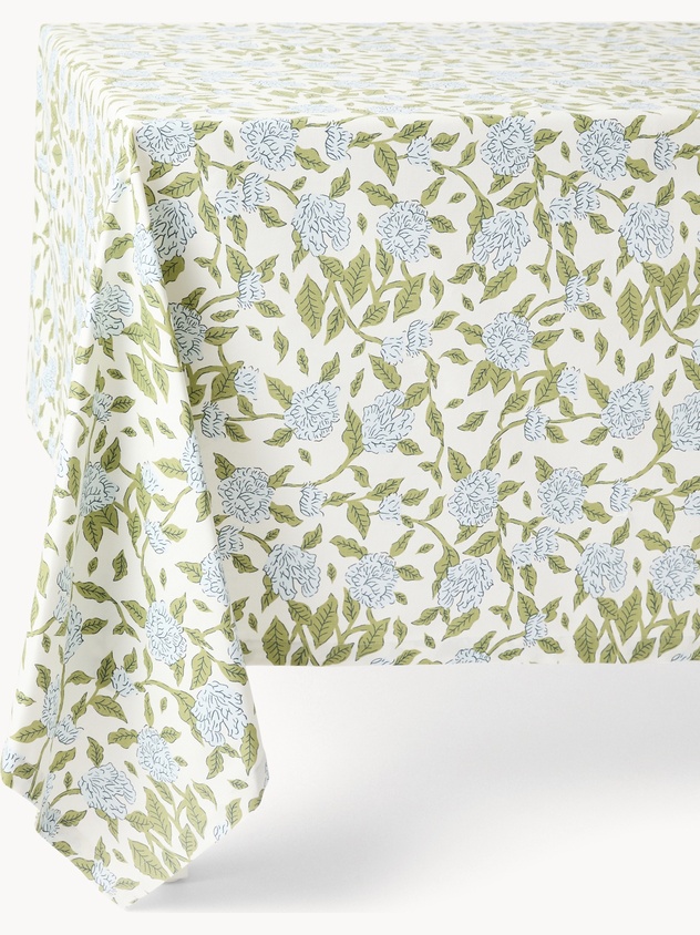 Tovaglia in panama di cotone con stampa floreale