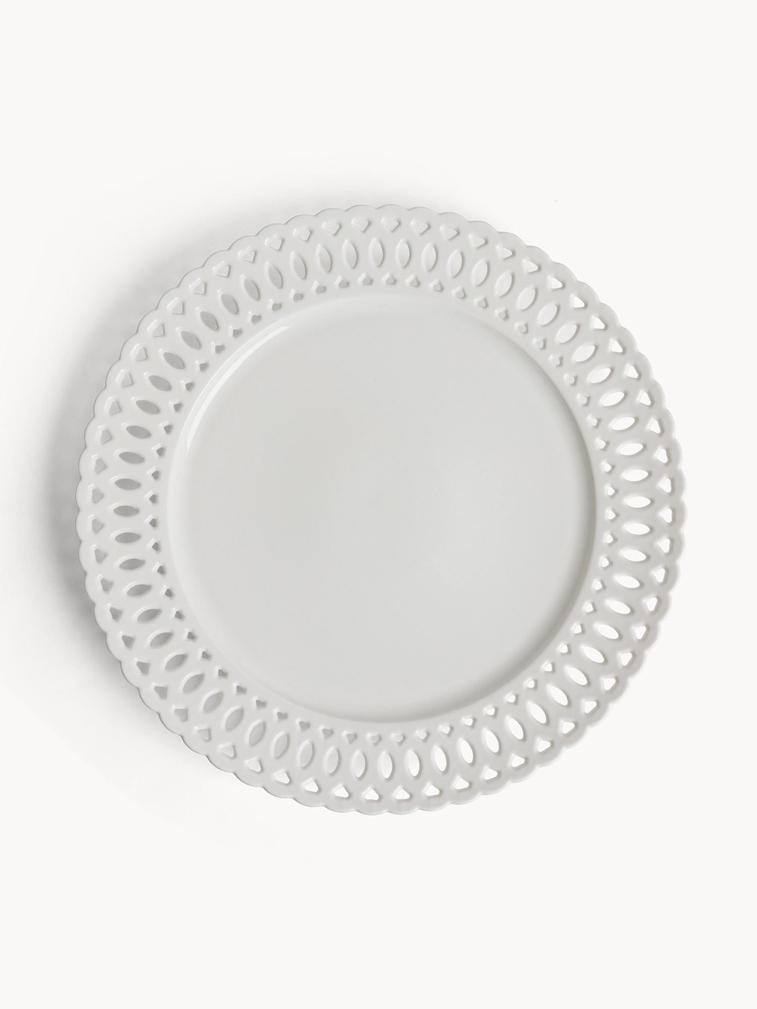 Perforated porcelain serving plate, White, large image number 0
