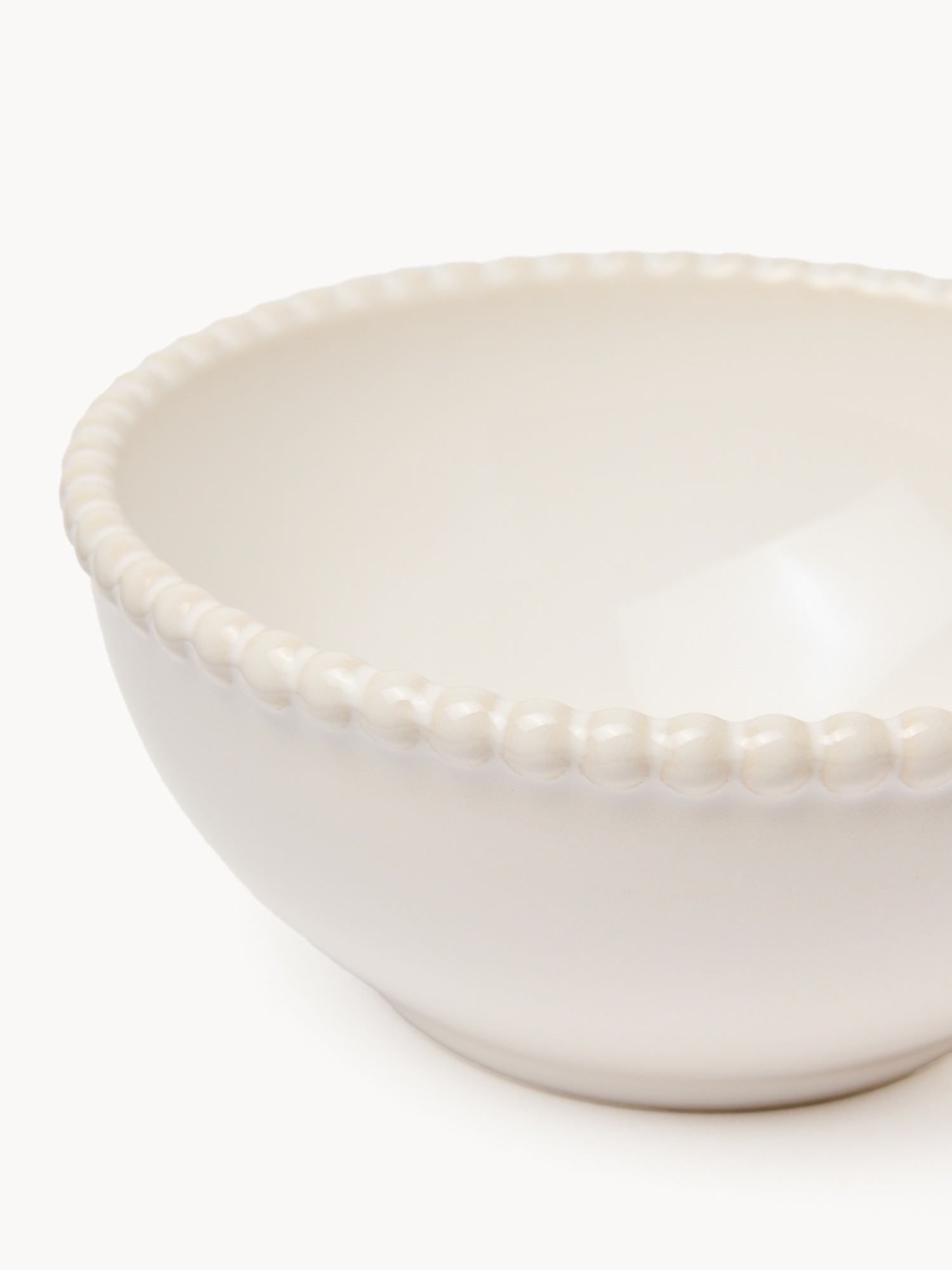 Small stoneware bowl with a beaded rim, White Cream, large image number 1