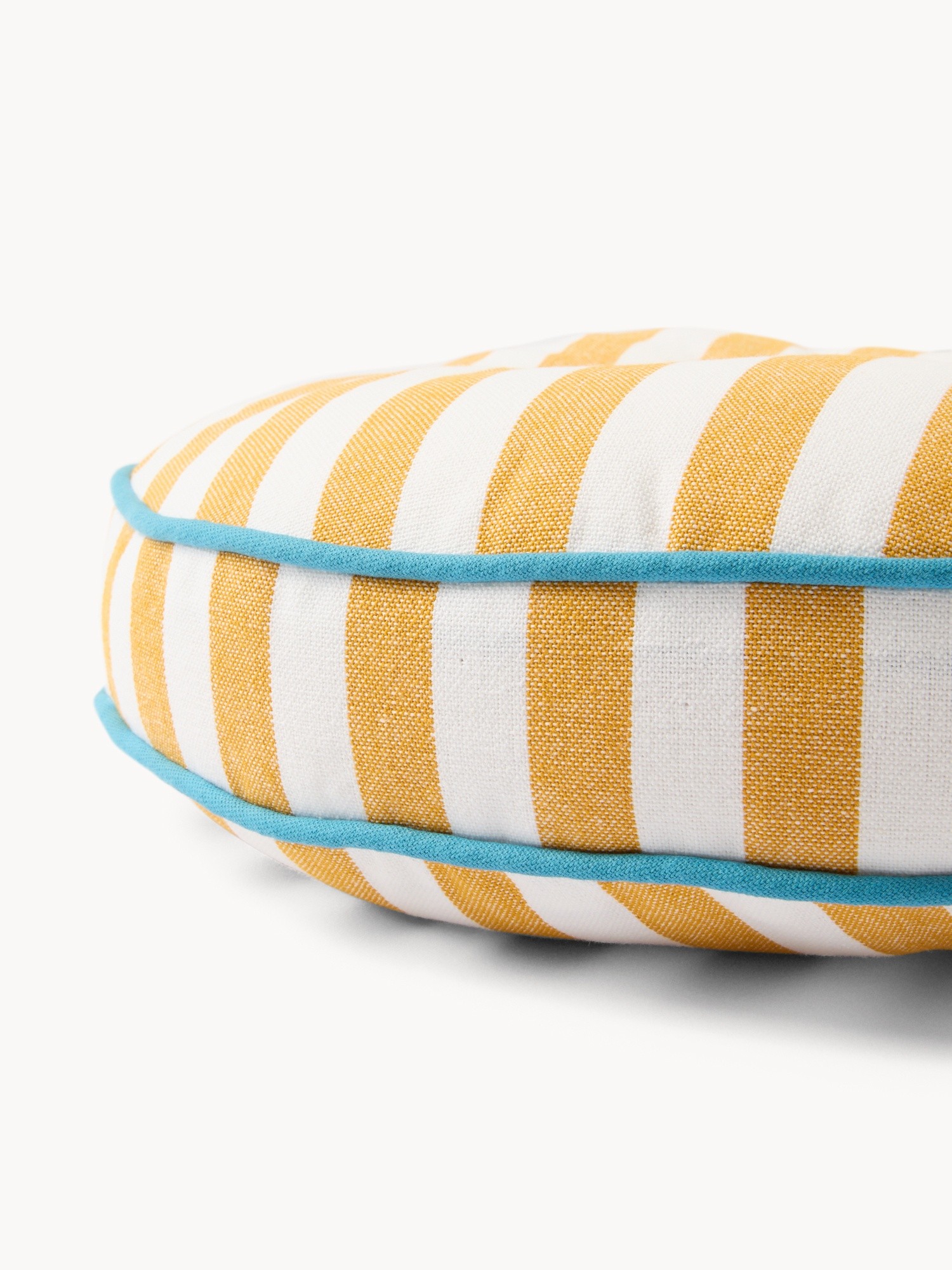 Round Striped Cushion with Button - Introductory Price, Yellow, large image number 1