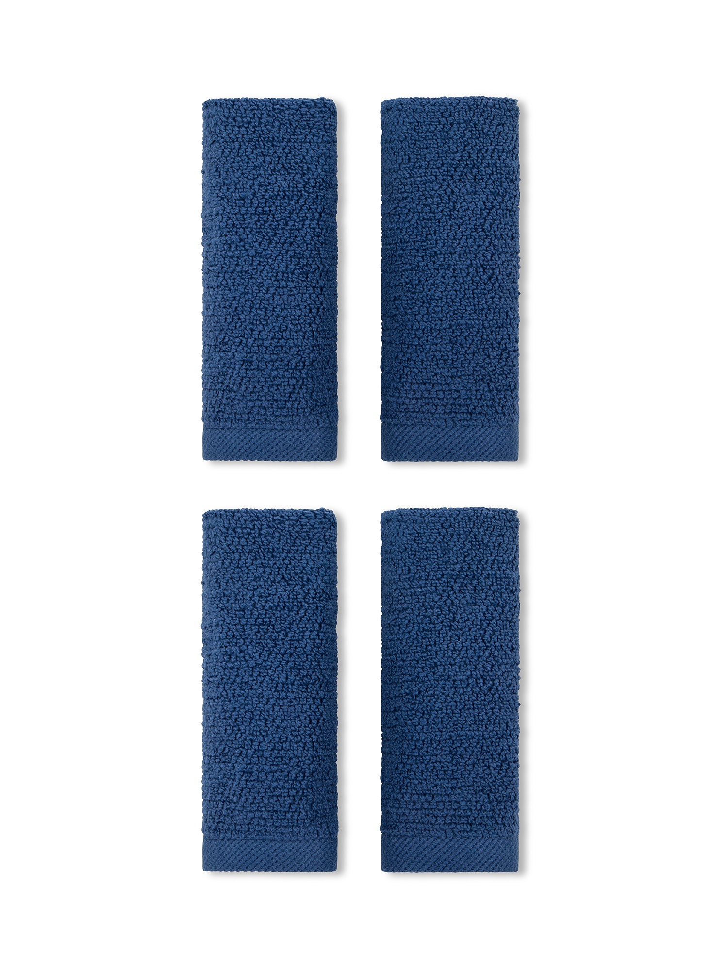 Cotton terry washcloth set of 4, Dark Blue, large image number 0