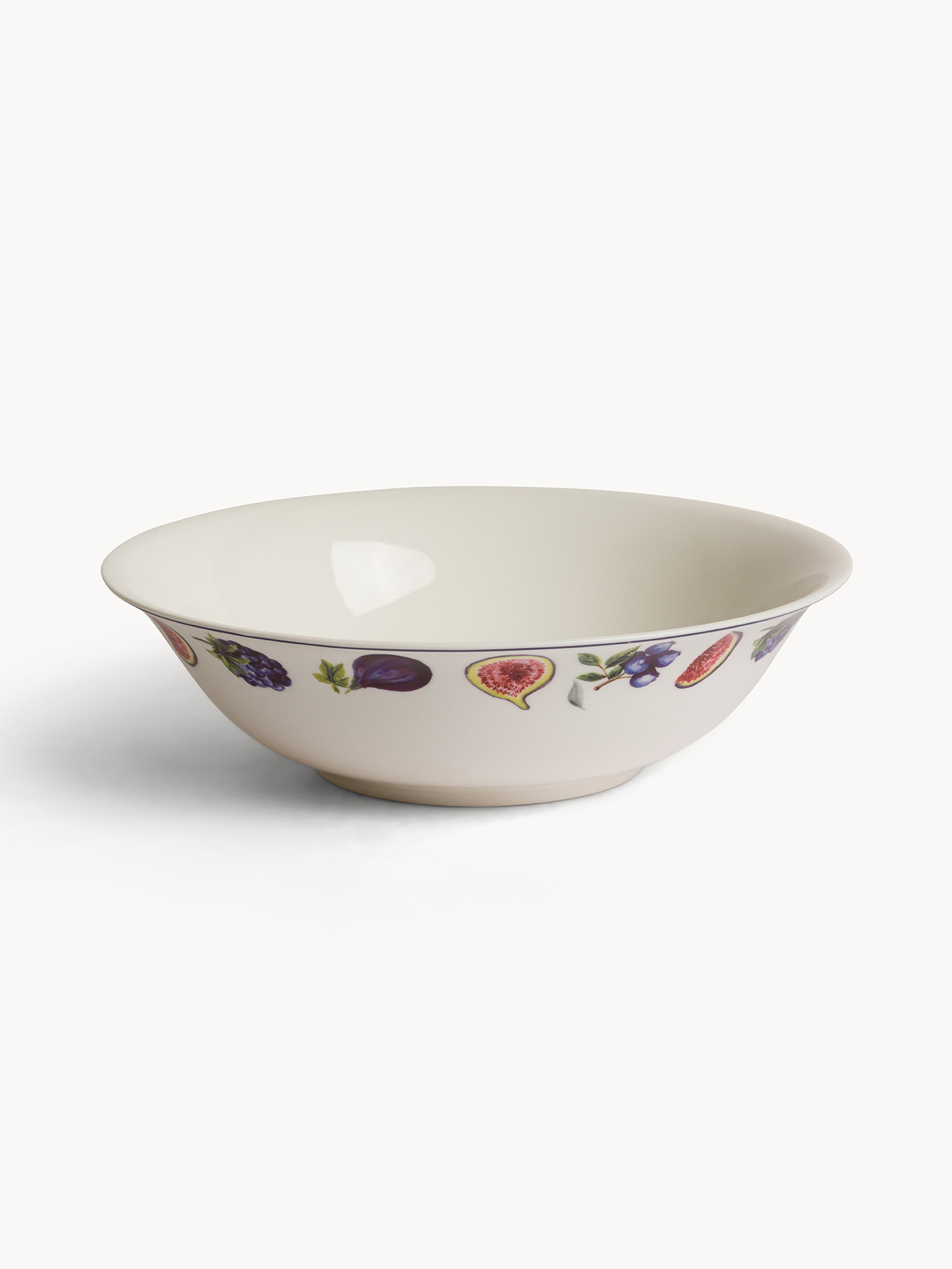 Insalatiera new bone china motivo fichi, Bianco, large image number 0