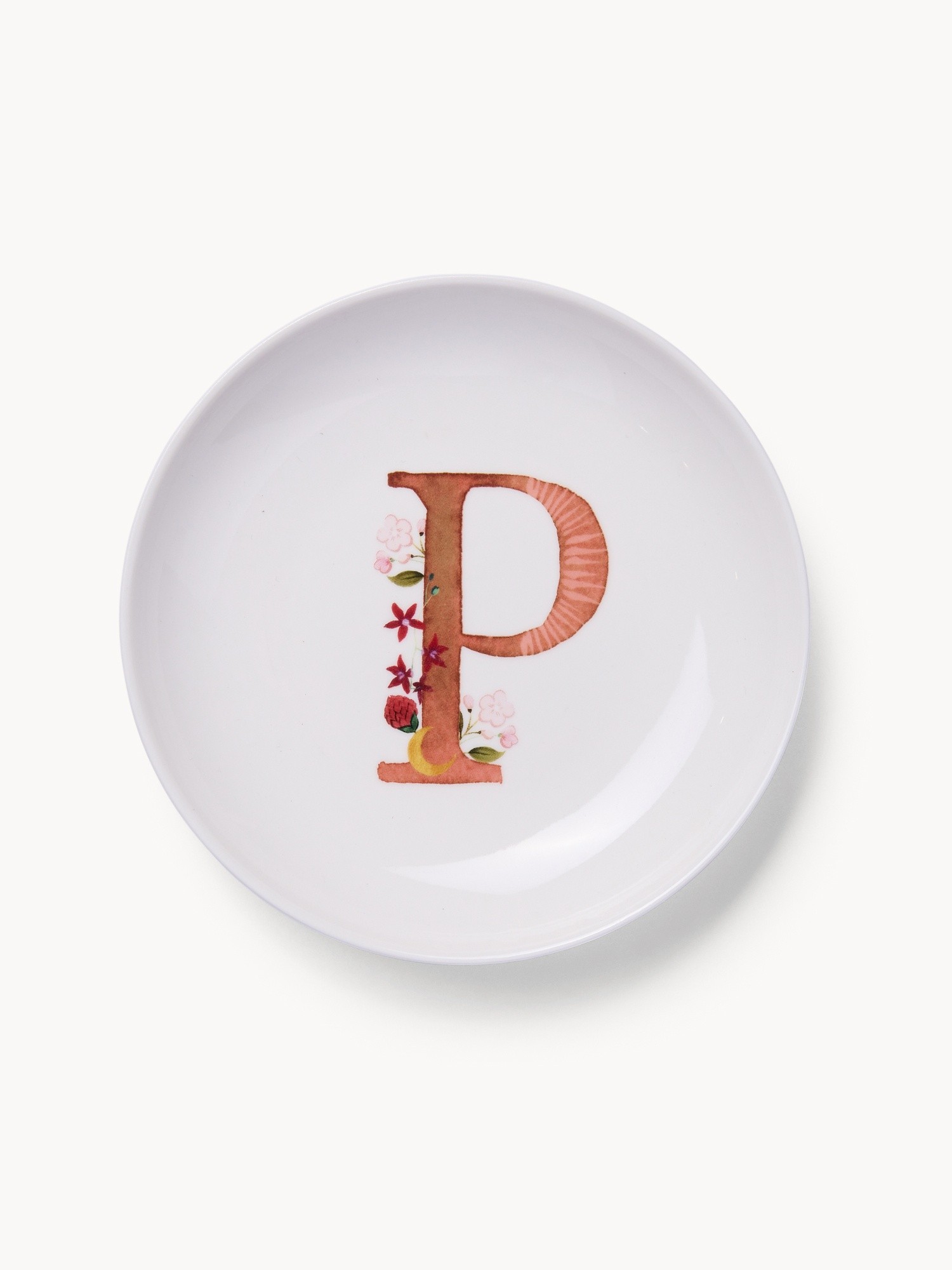 New bone china bread plate,letter P, White 1, large image number 1