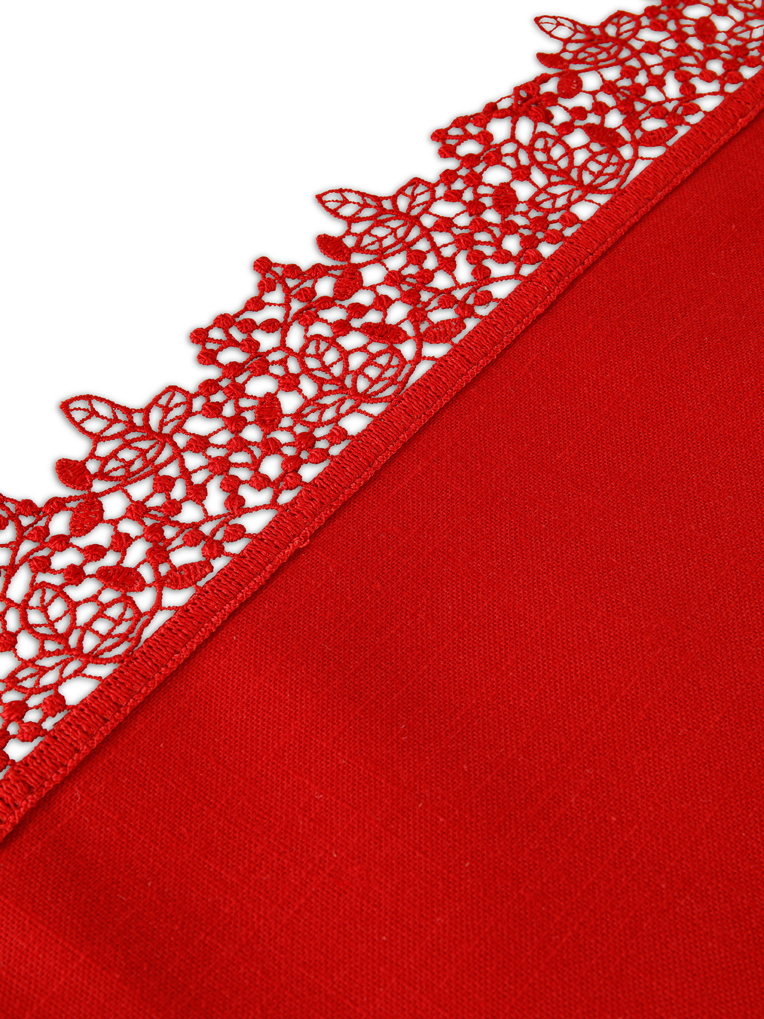Cotton table runner with applied embroidery, Red, large image number 1