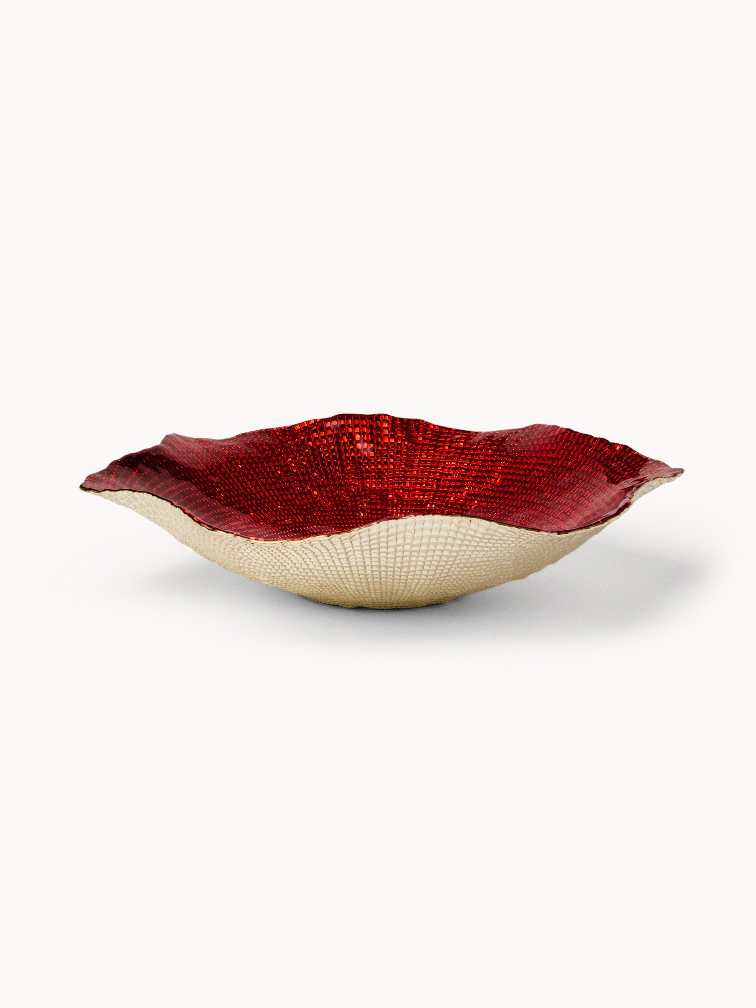 Coppa in vetro ondulata, Rosso, large image number 0