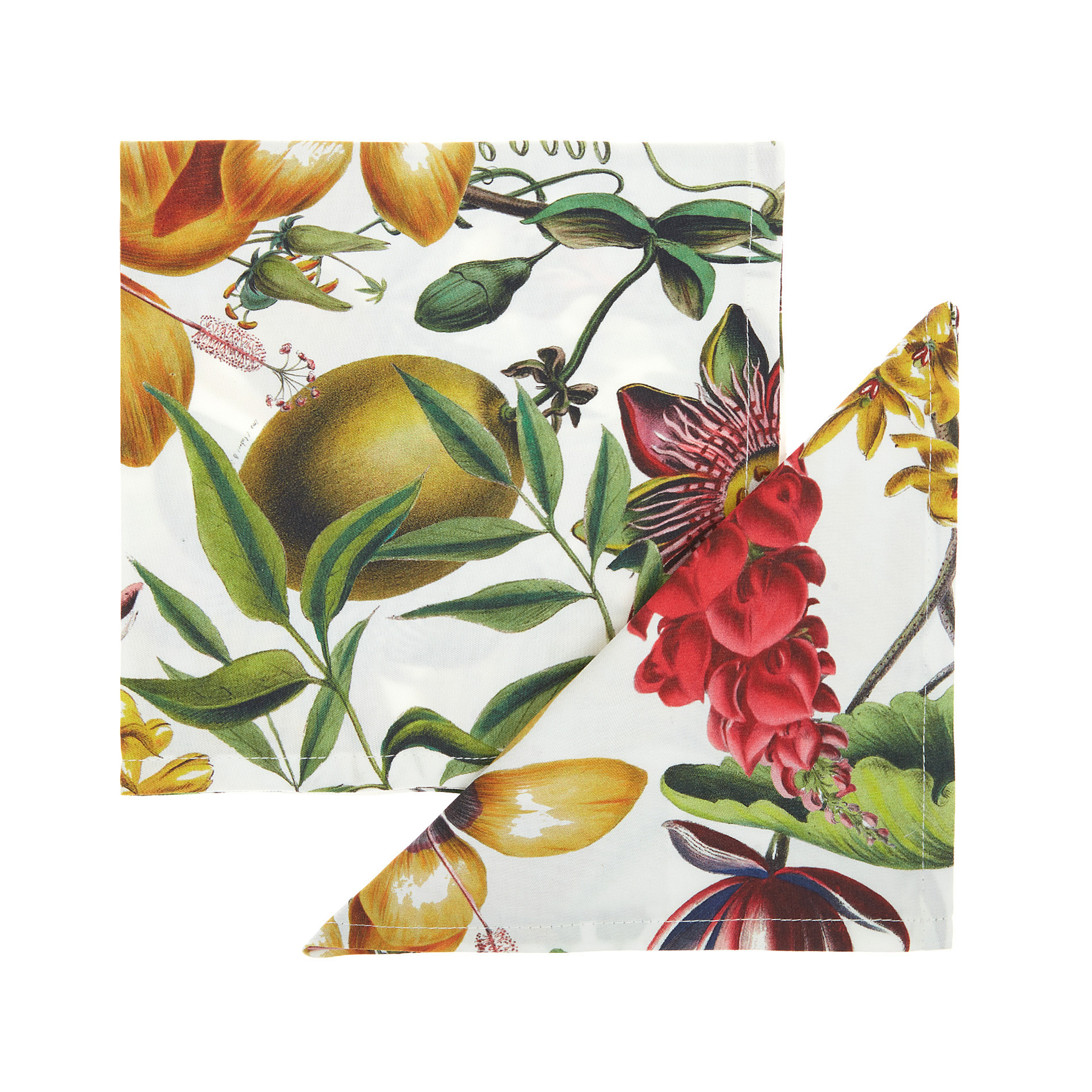 2-pack napkins in cotton twill with floral print, White, large image number 0