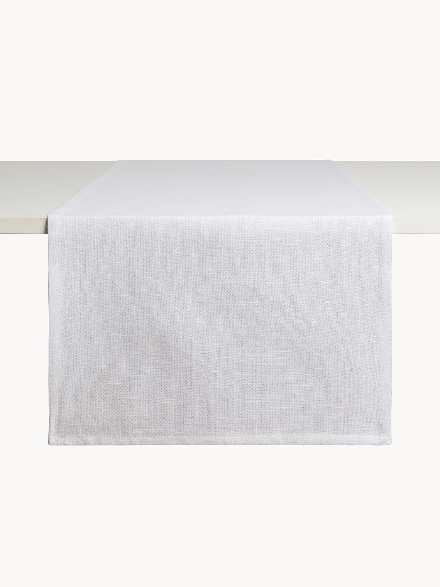 Solid Cotton Slub Table Runner, White, large image number 1