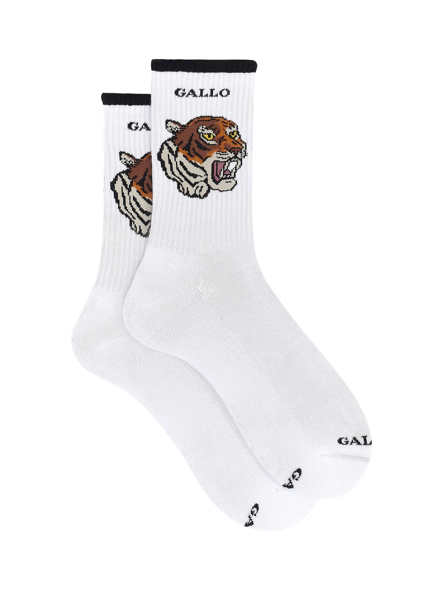 Short sock with tiger, White, large image number 0