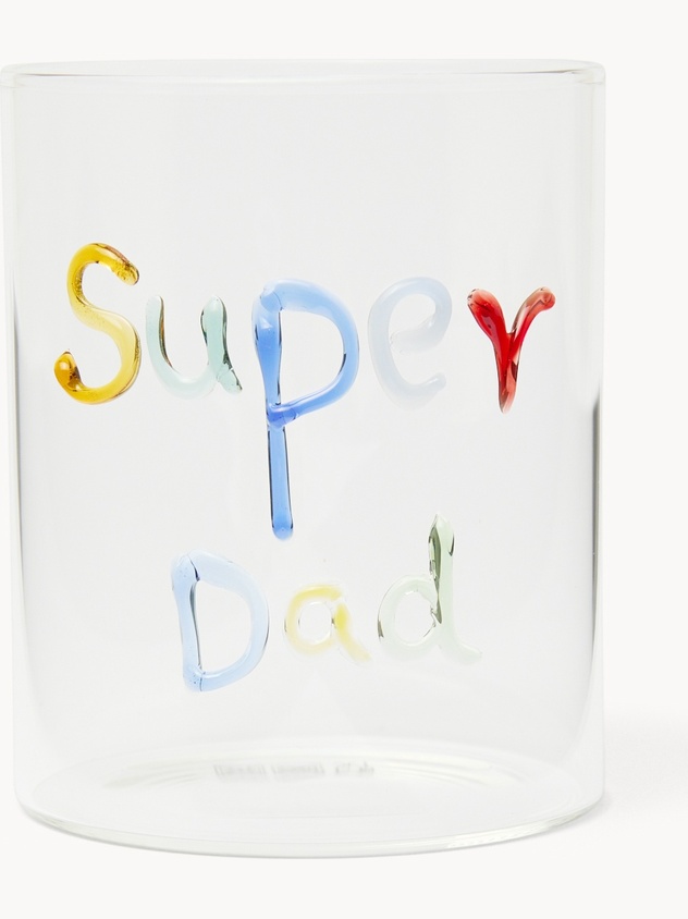 Bicchiere in vetro borosilicato dettaglio super dad