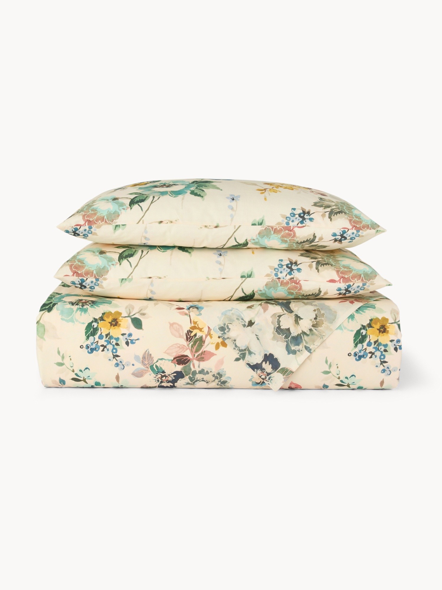Pure Cotton Floral Sheet Set - Discounted Price, Green, large image number 0