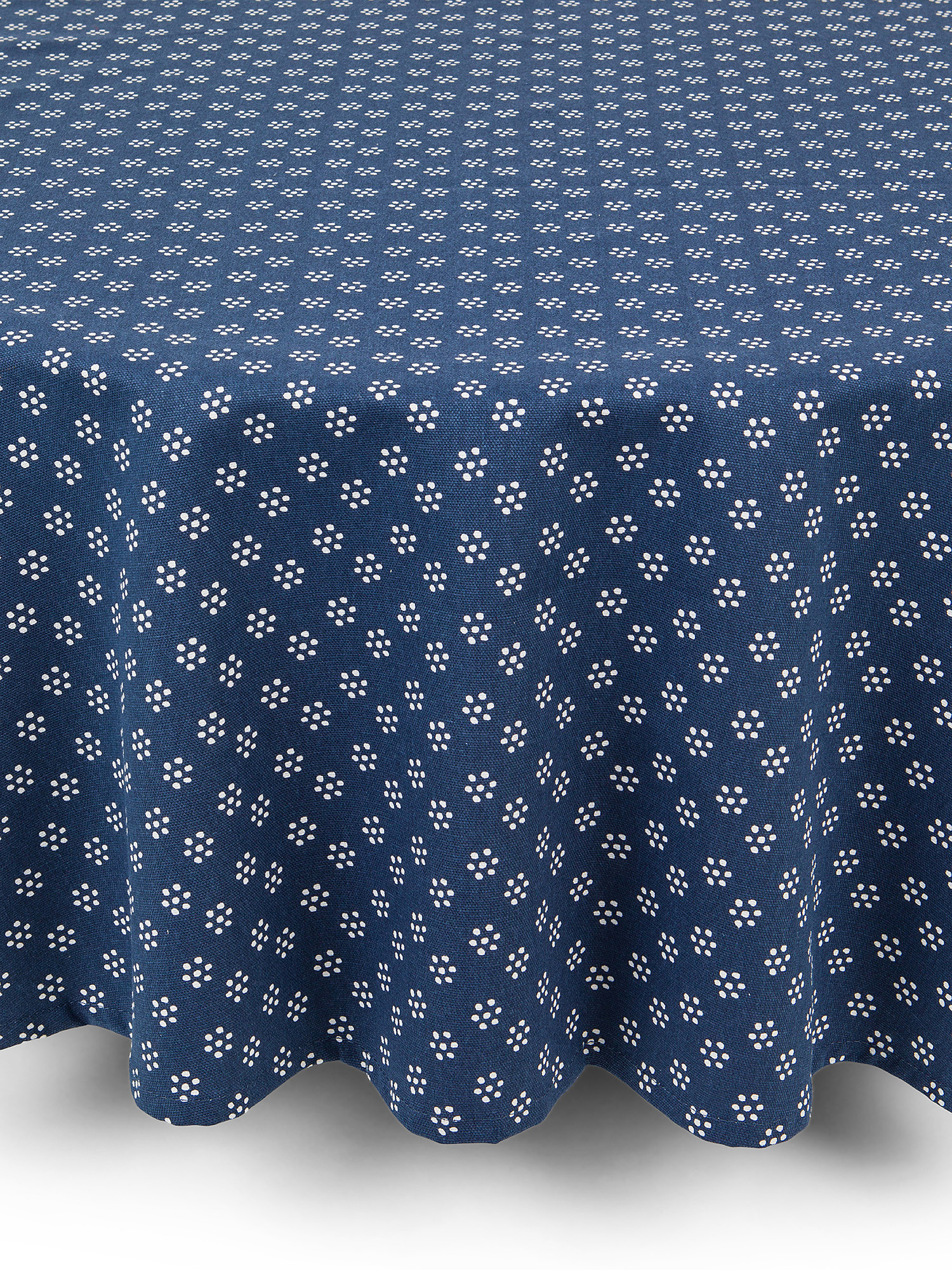 Round 100% cotton tablecloth with dots print, Blue, large image number 0