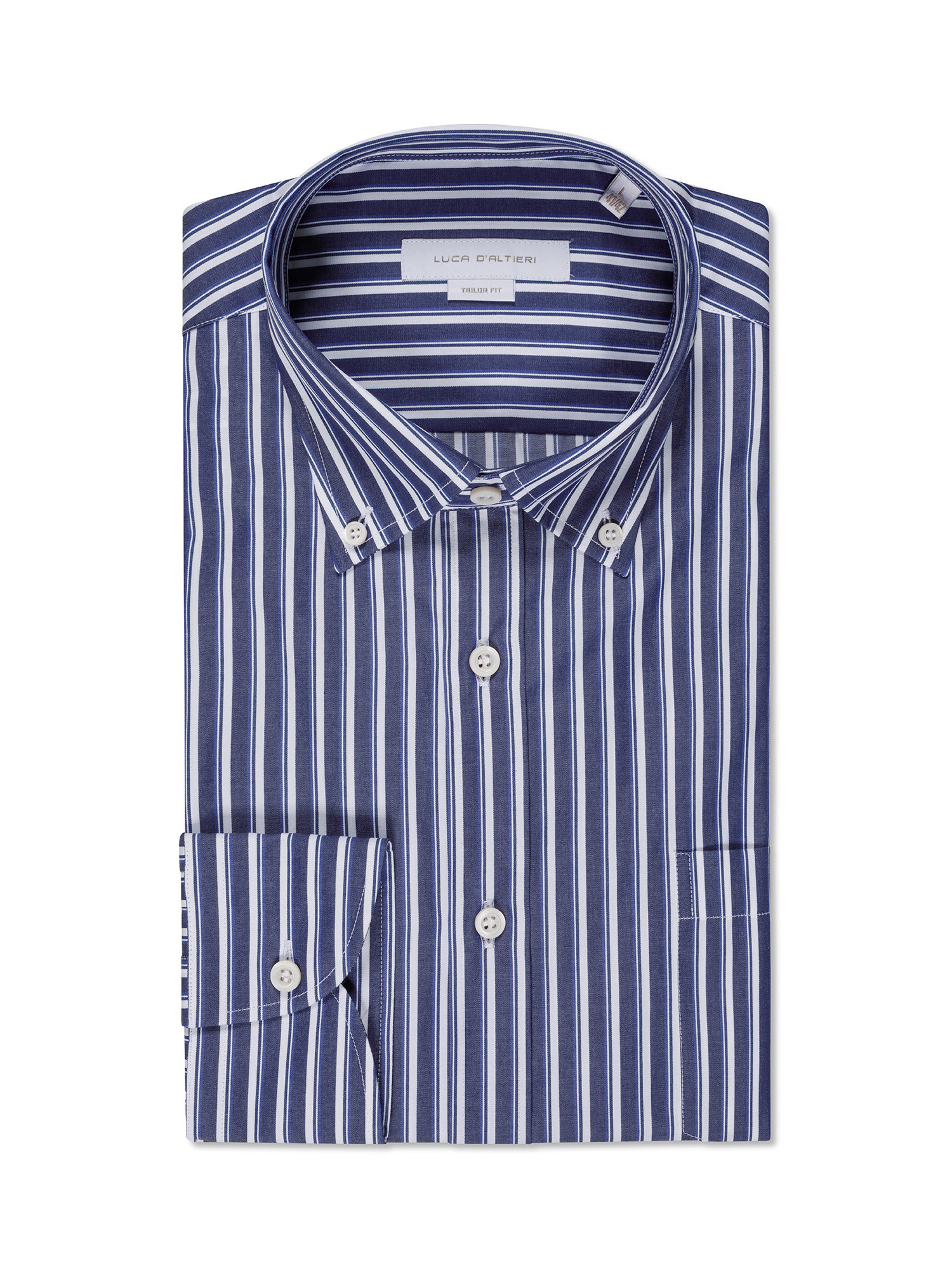 Luca D'Altieri - Tailor fit striped shirt in pure cotton, Blue, large image number 0