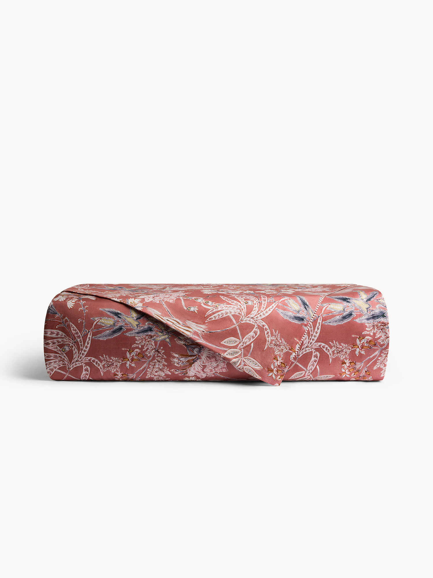 Floral print cotton sateen flat sheet, Antique Pink, large image number 1