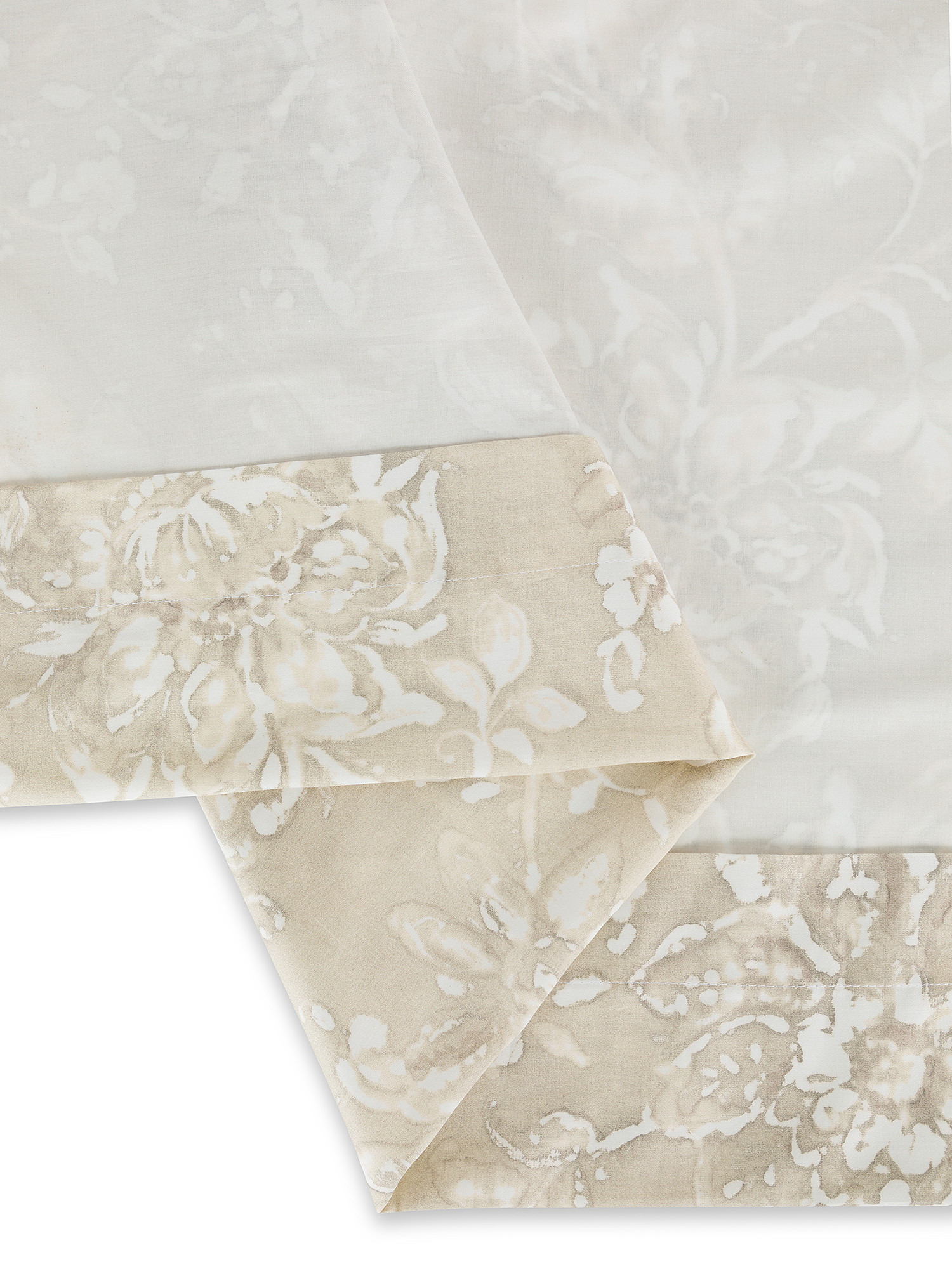 Flat sheet in printed cotton satin Portofino, Beige, large image number 2