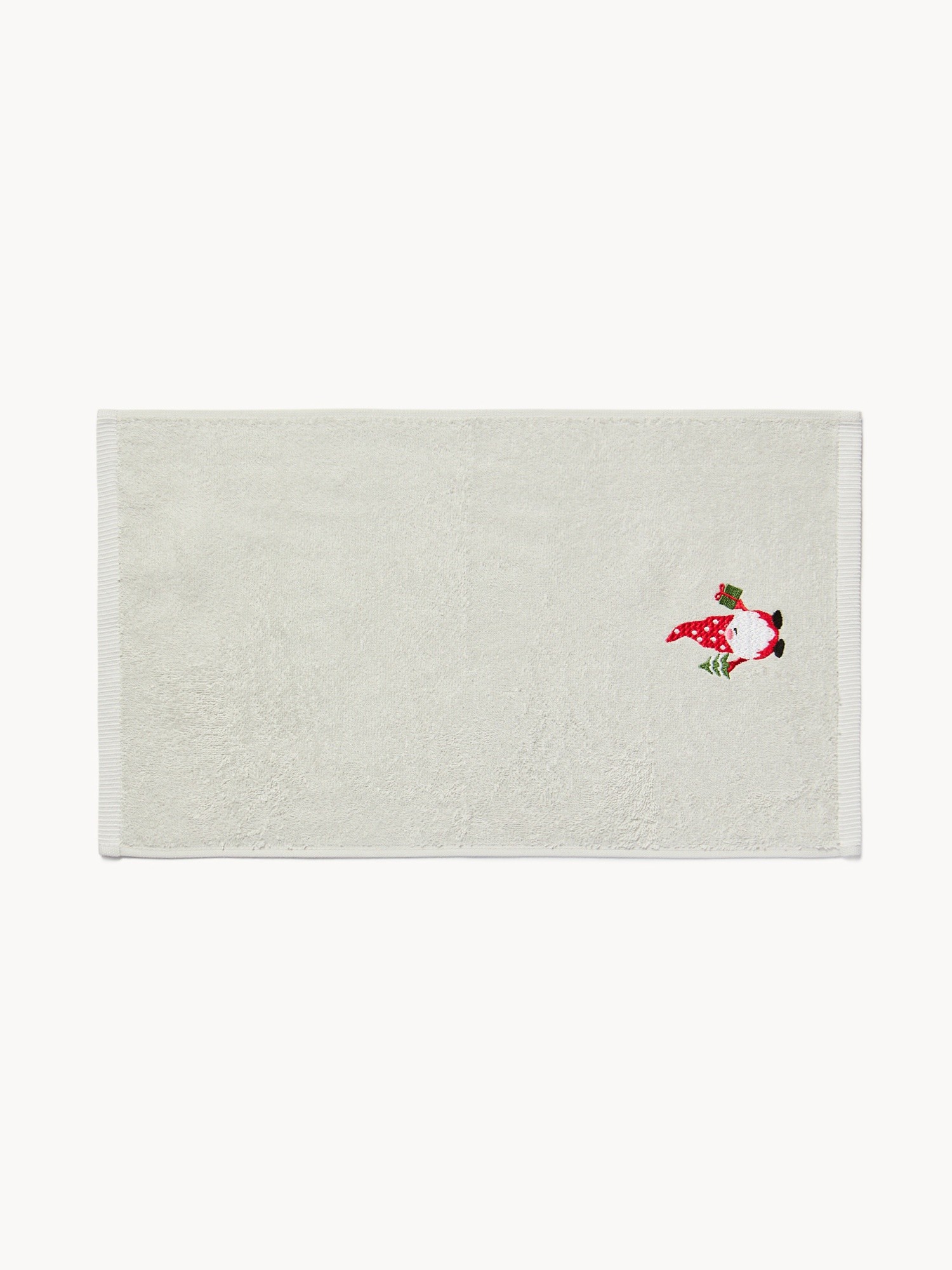 Set of 2 cotton terry towels with embroidered gnome, Grey, large image number 1