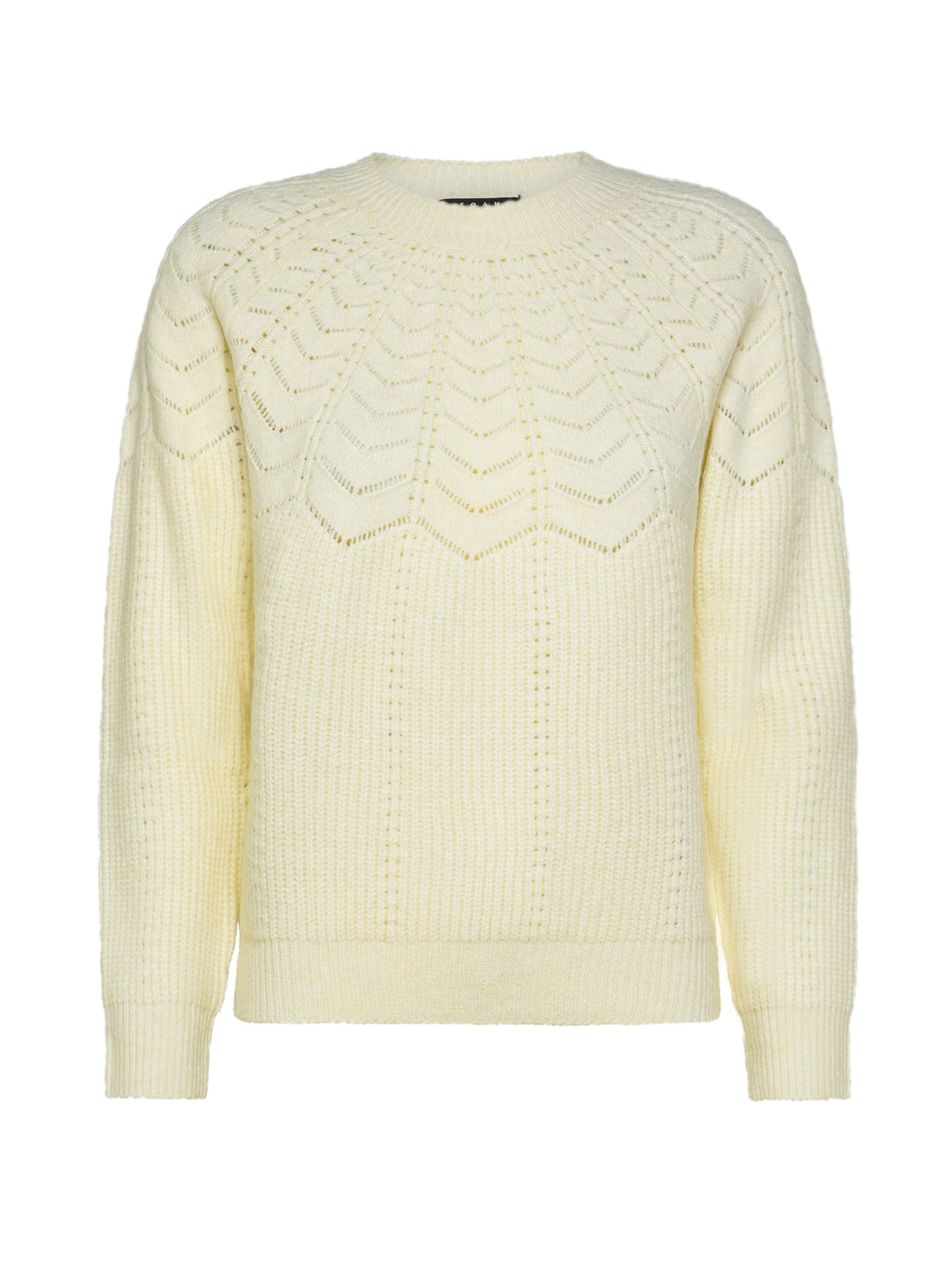 Koan - Ribbed pullover with ajour stitch, White, large image number 0