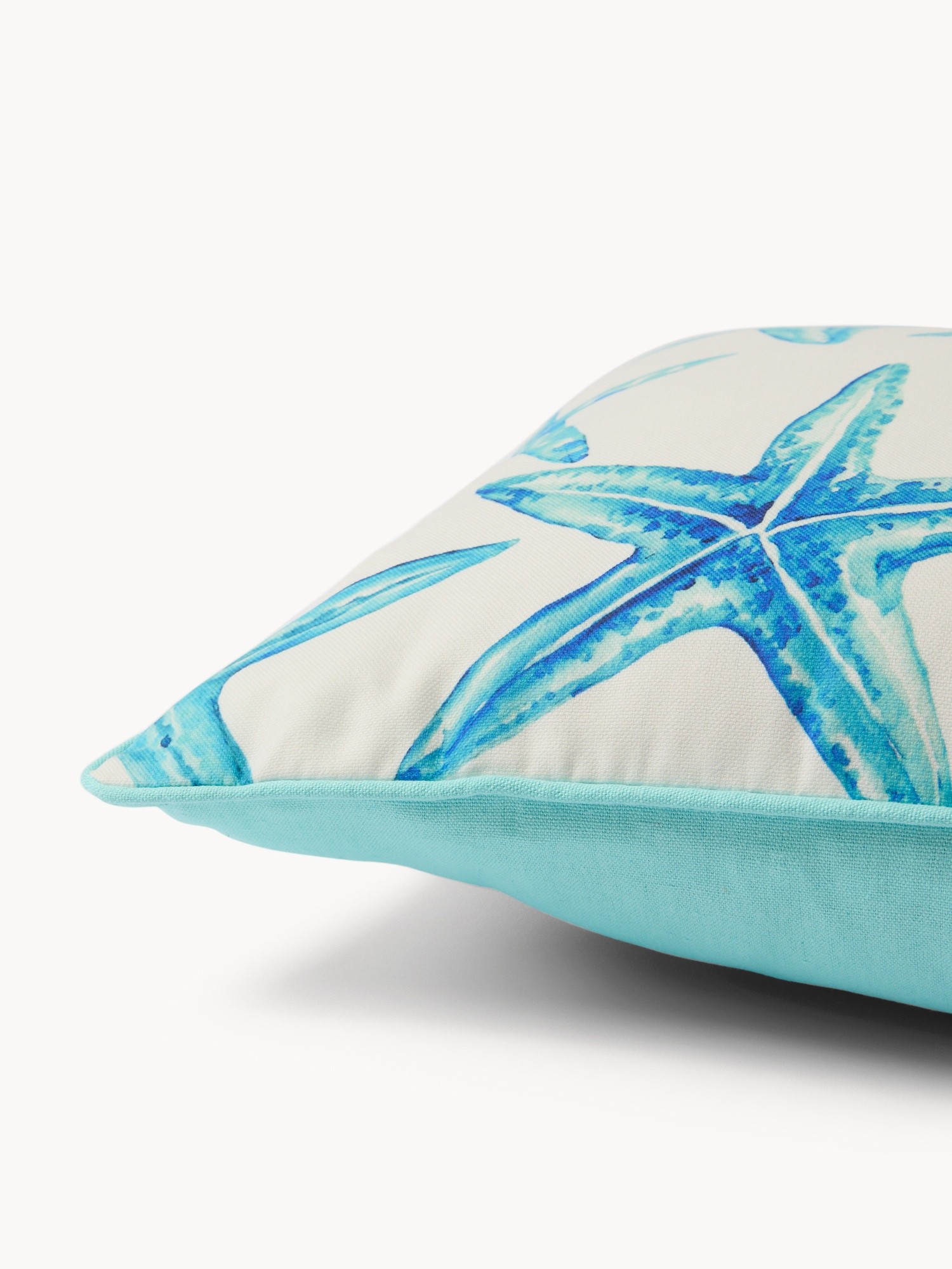 Starfish Print Cushion 45x45cm - Introductory Price, Bianco/Azzurro, large image number 2