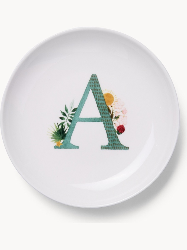 Piattino pane in new bone china lettera A