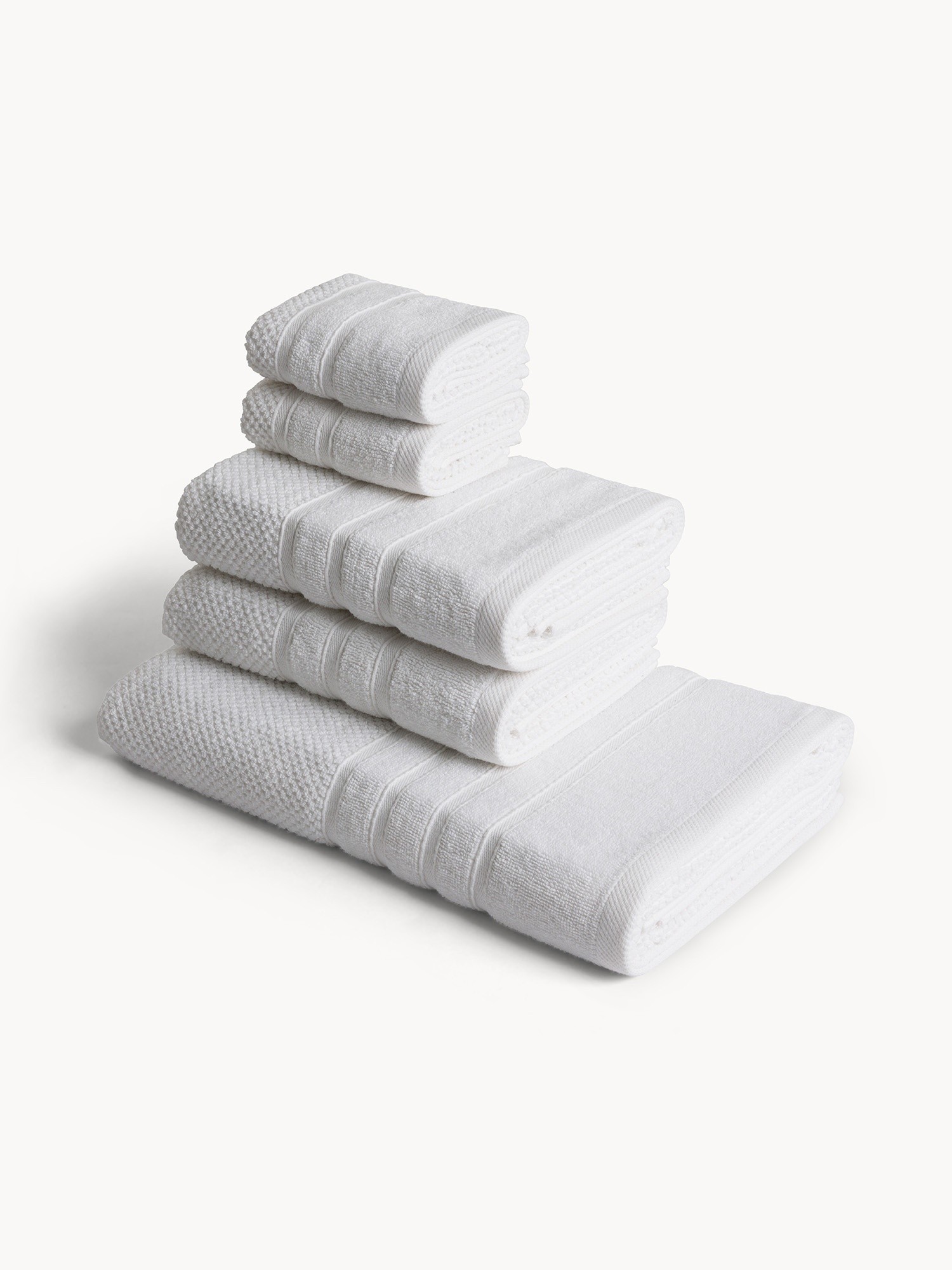 Set 5 asciugamani in puro cotone - Prezzo di lancio, Bianco, large image number 0