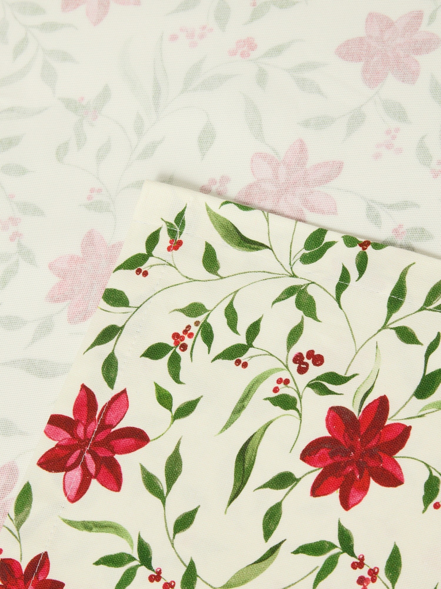 Printed pure cotton panama throw, White, large image number 1