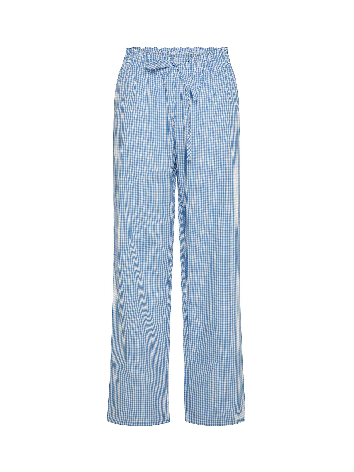 Pantaloni cotone tinto filo a quadretti, Azzurro, large