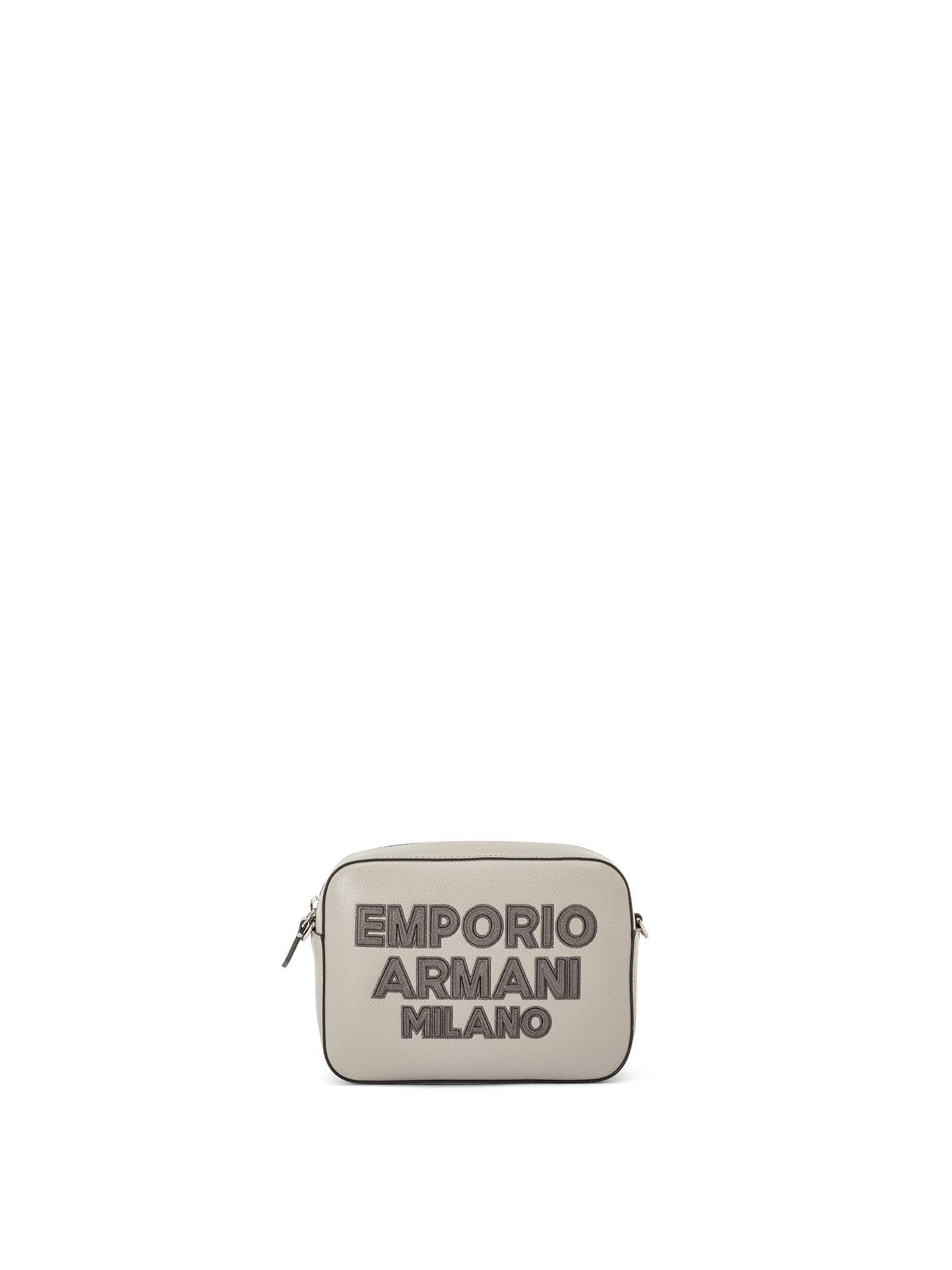 Emporio Armani - Borsa a tracolla con ricamo logo, Grigio, large image number 0