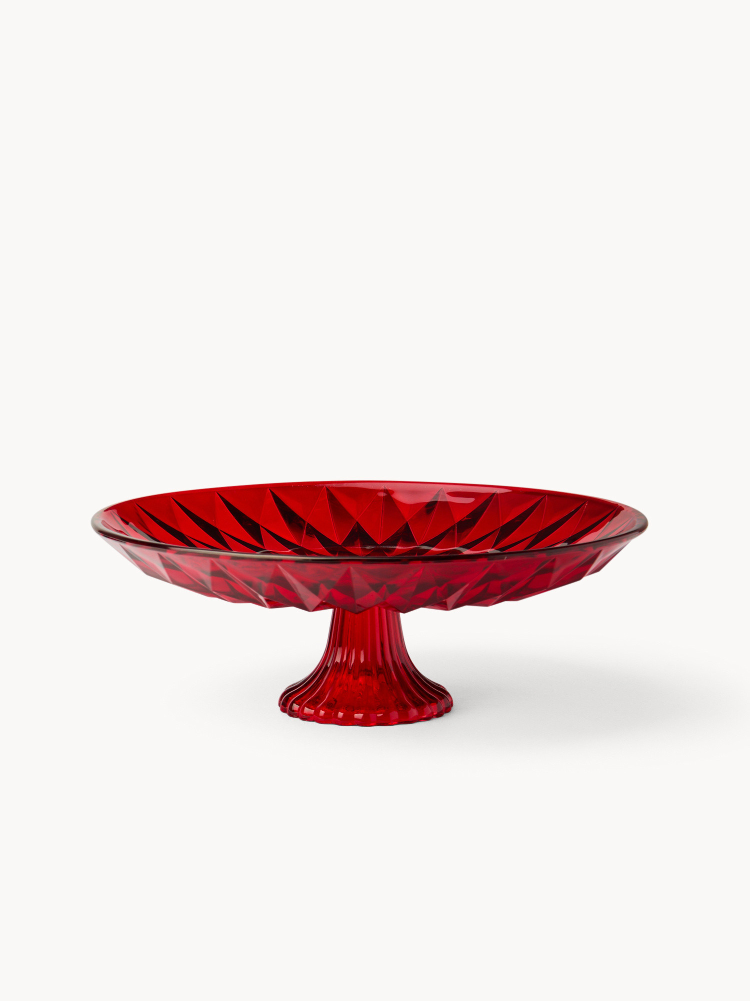 Printed sprayed glass cake stand, Red, large image number 0