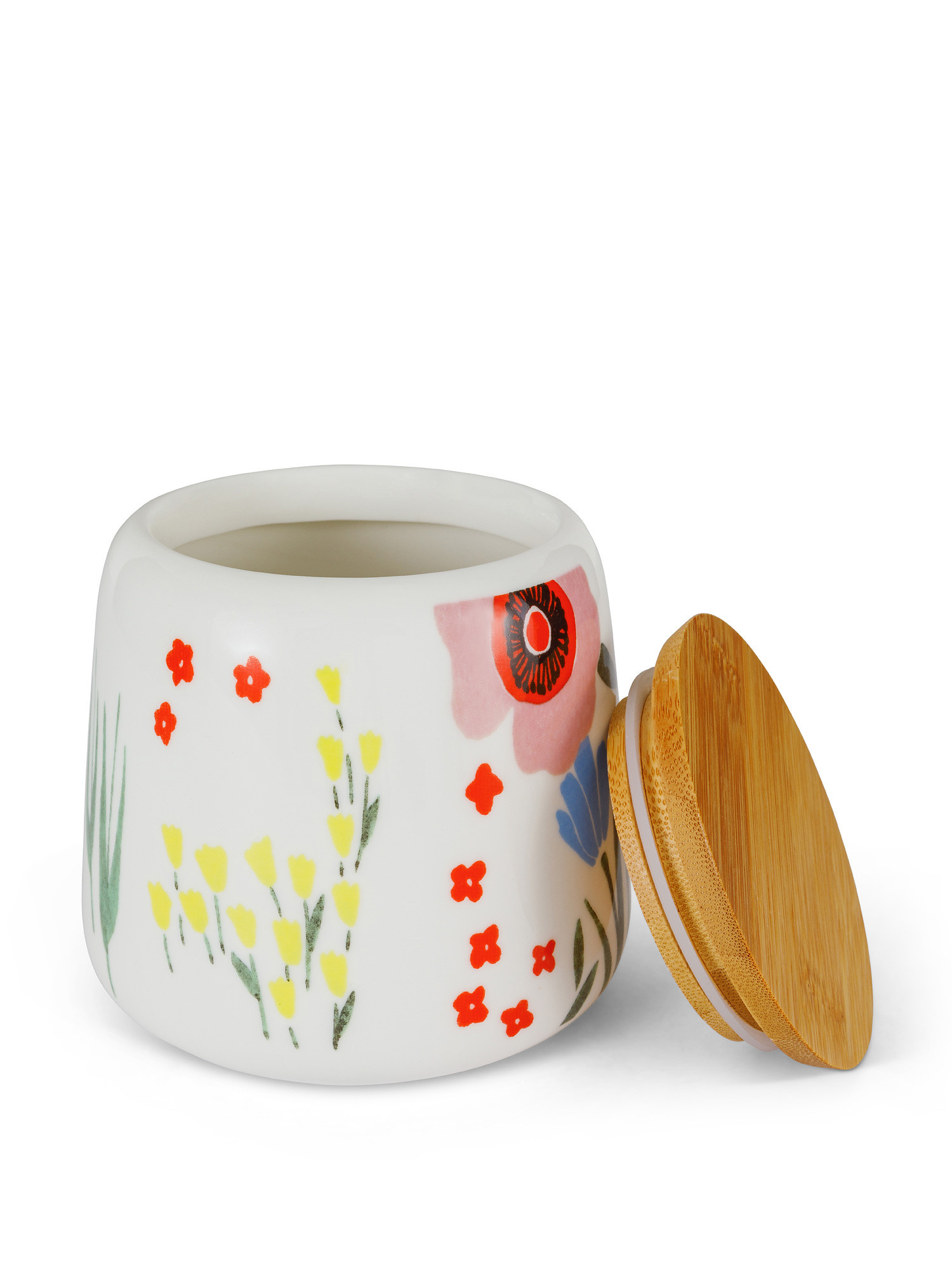 Jar in new bone china with flowers decoration, Multicolor, large image number 1