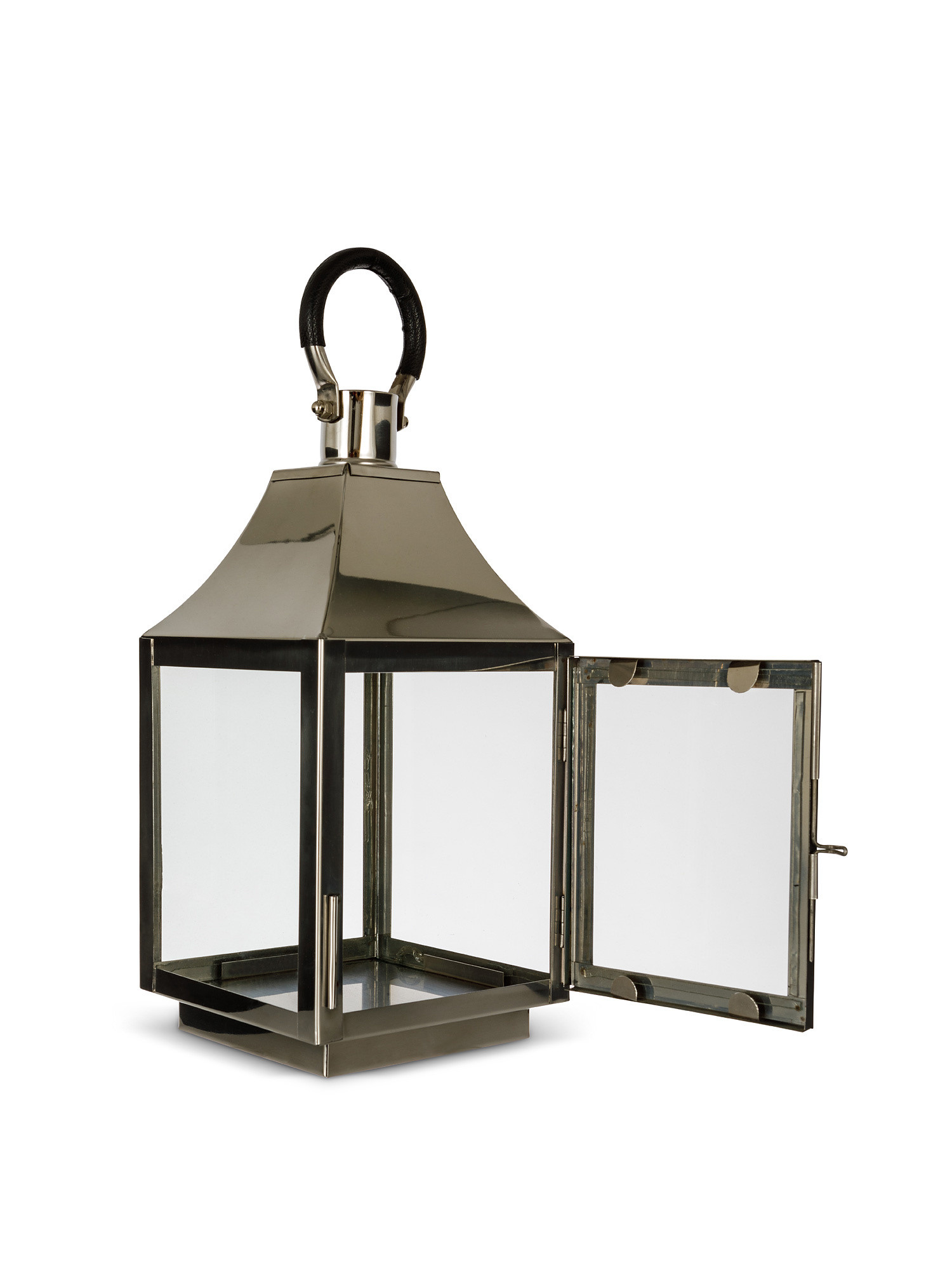 Chromed metal lantern, Grey, large image number 1