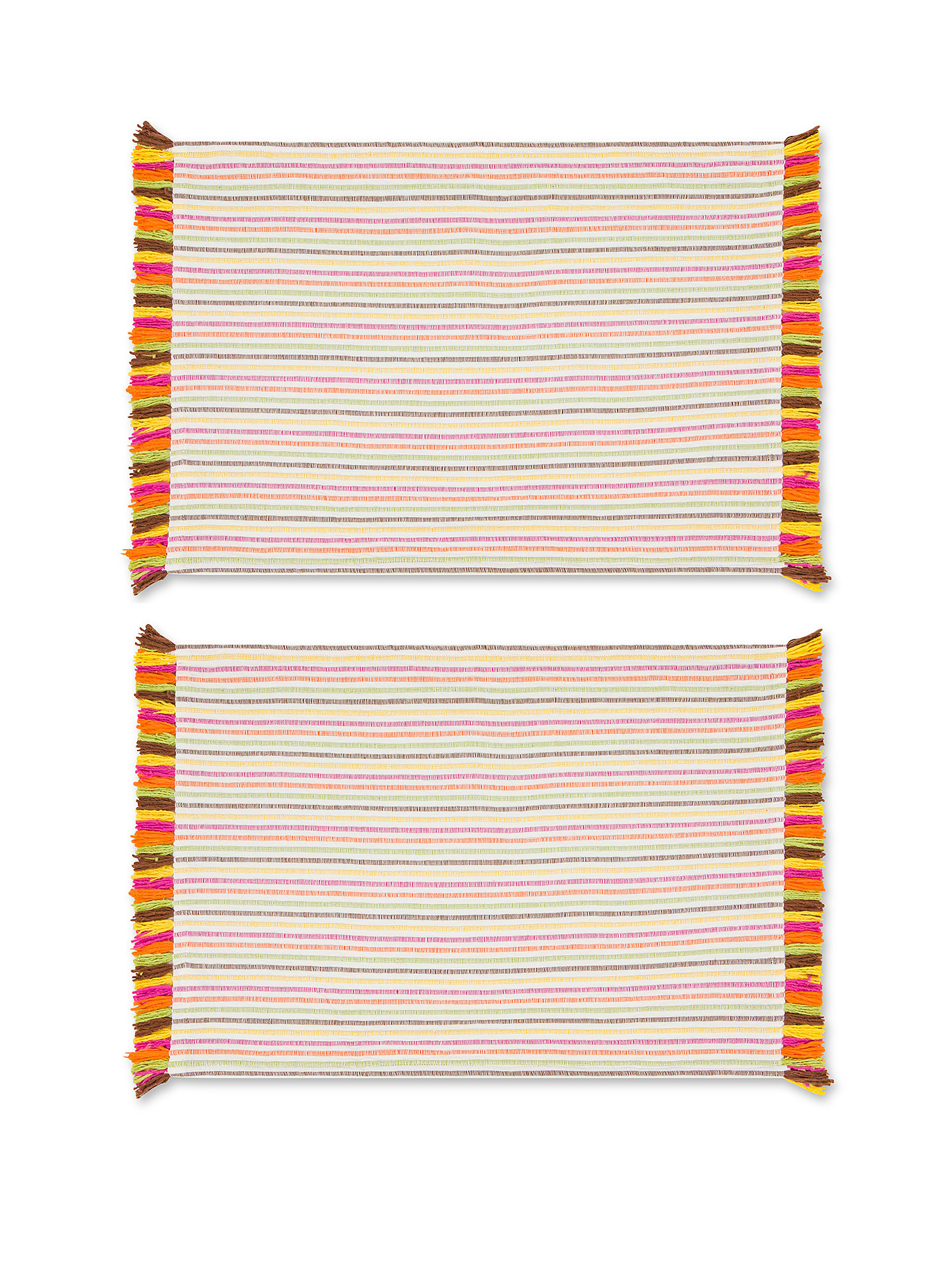Set of 2 cotton placemats with fringes, Multicolor, large image number 0