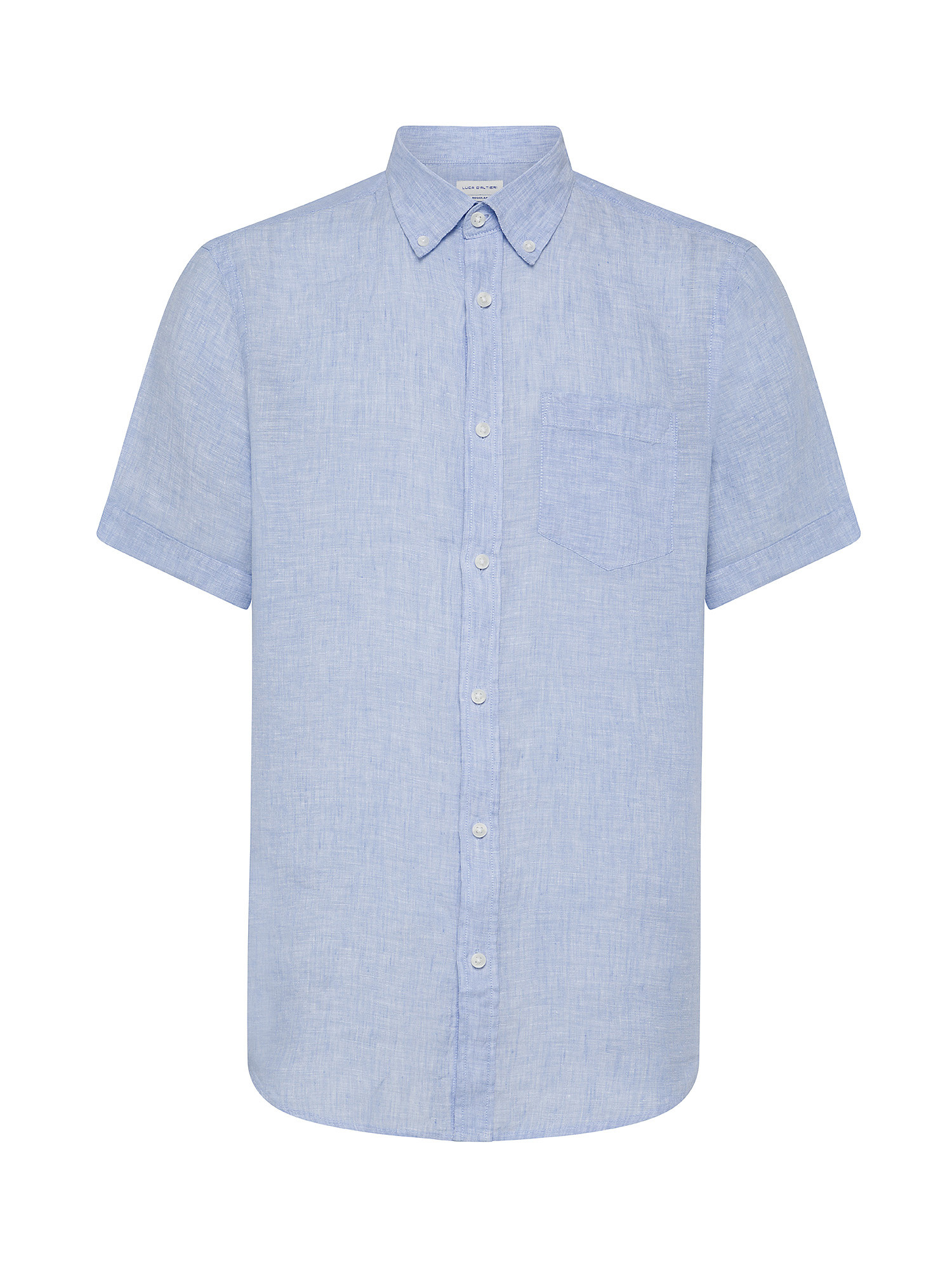 Luca D'Altieri - Regular fit shirt in pure linen, Light Blue, large image number 0