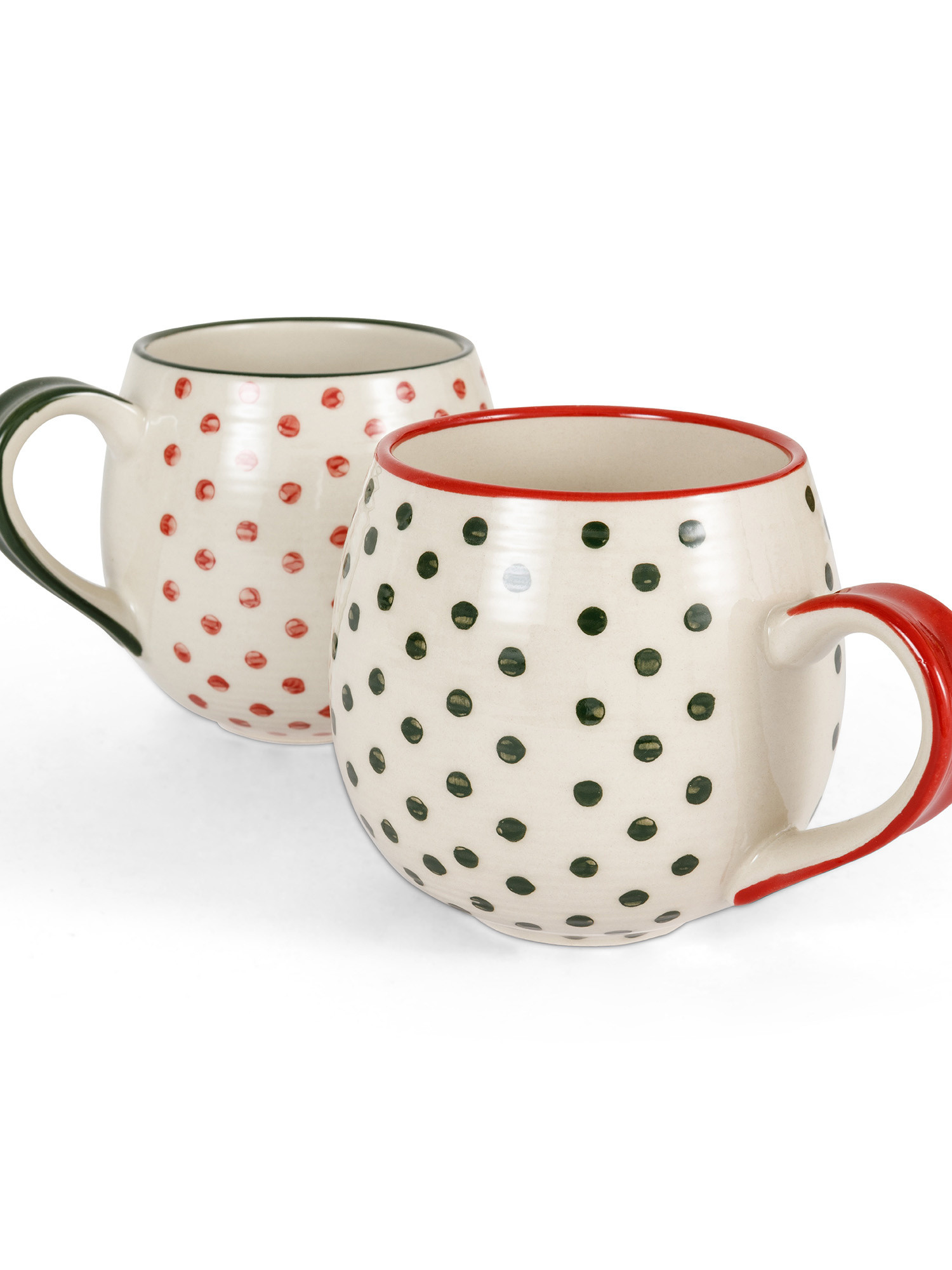 Polka dot stoneware ceramic mug, White, large image number 1