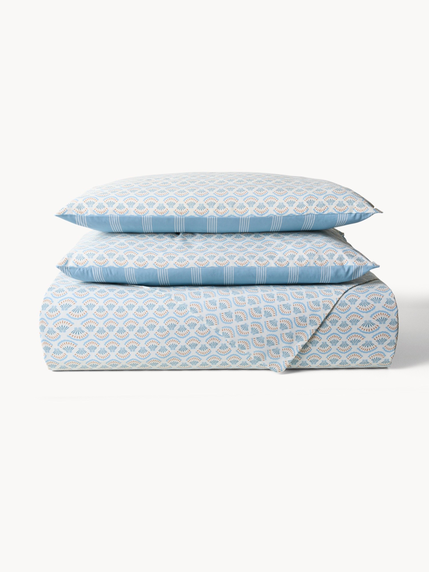 Printed Cotton Percale Duvet Cover Set - Introductory Price, Light Blue, large image number 0