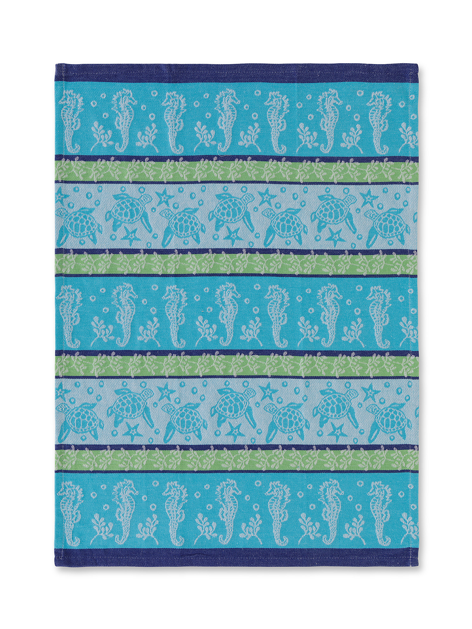 Set of 3 jacquard cotton tea towels with marine motif, Light Blue, large image number 3