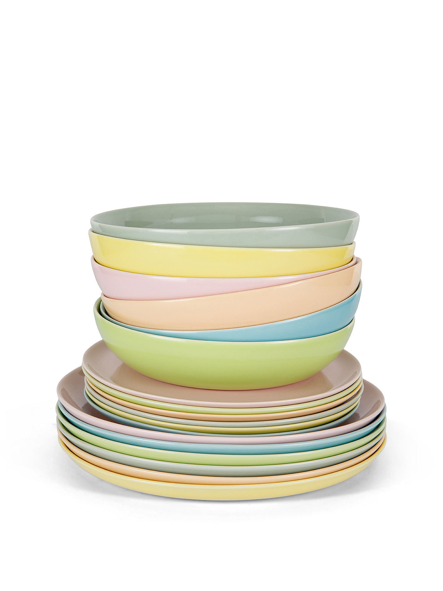 Set of 18 pastel ceramic plates, Multicolor, large image number 0