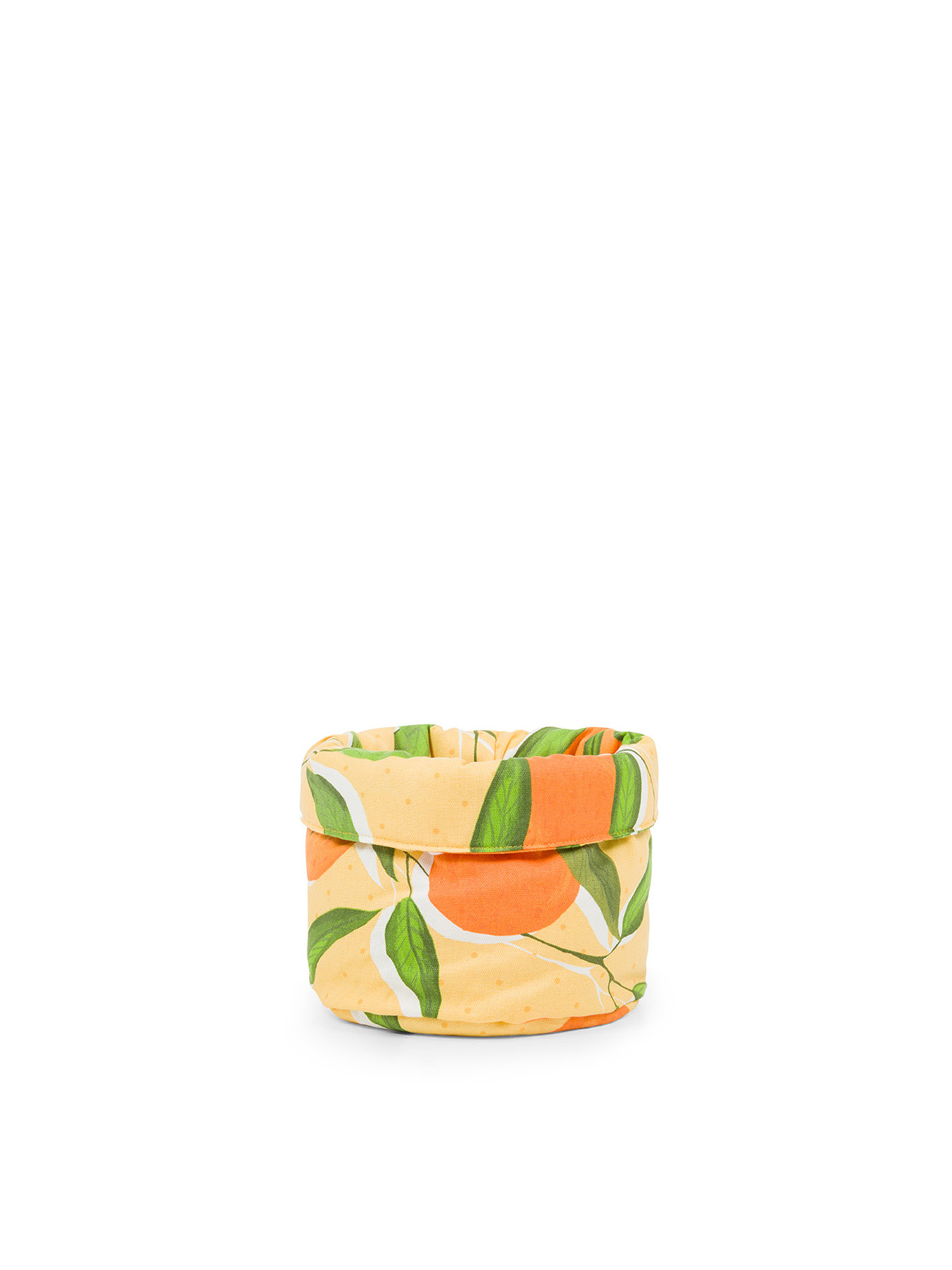 Orange print cotton panama basket, Yellow, large image number 0