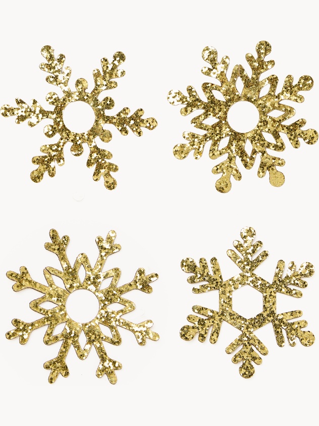 Set 4 segnacalici a forma di fiocco di neve