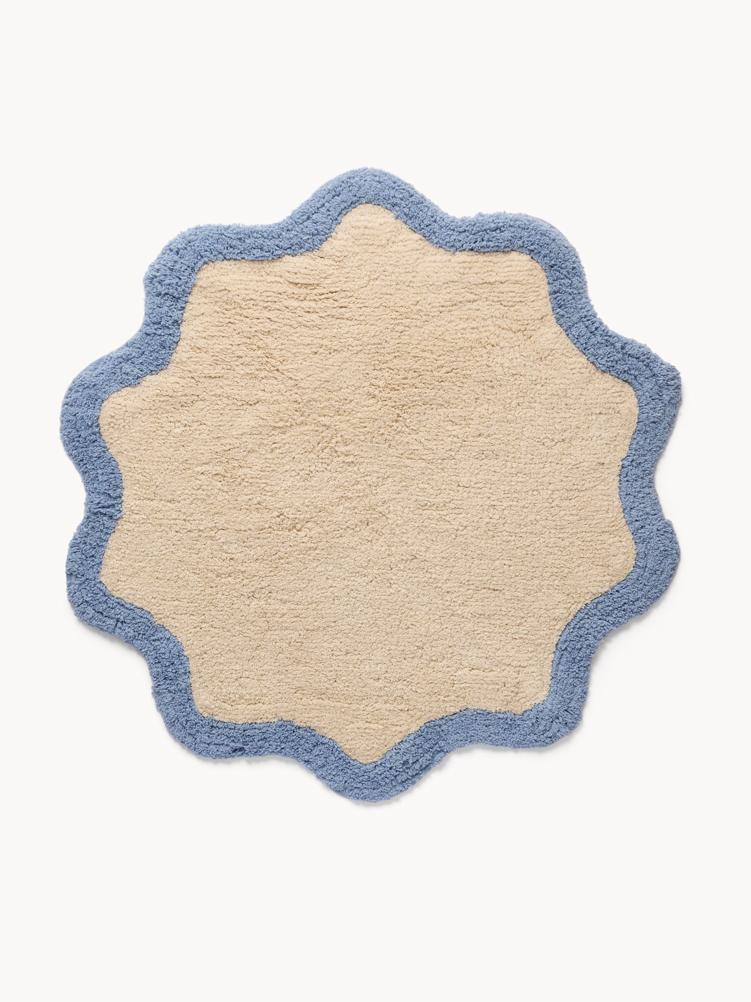 Round tufted cotton bath mat, Bianco/Azzurro, large image number 0