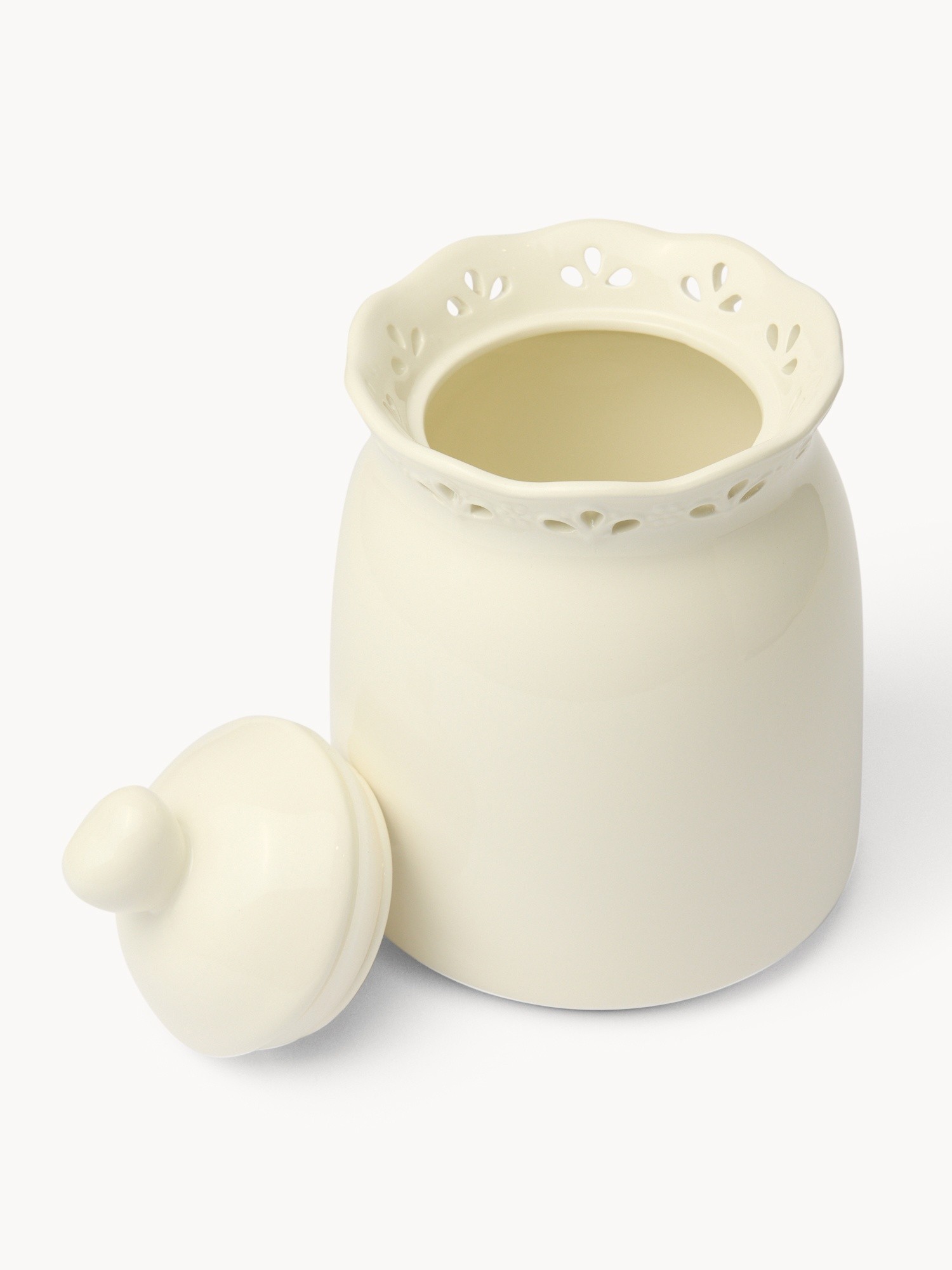 Biscottiera in ceramica traforata - Prezzo di lancio, Bianco, large image number 1