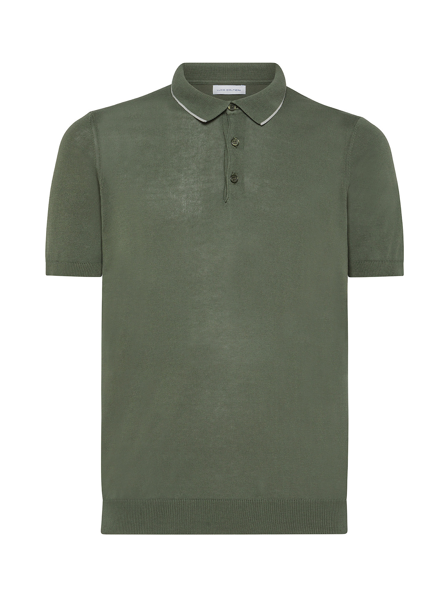 Luca D'Altieri - Cotton crepe polo shirt, Green, large image number 0