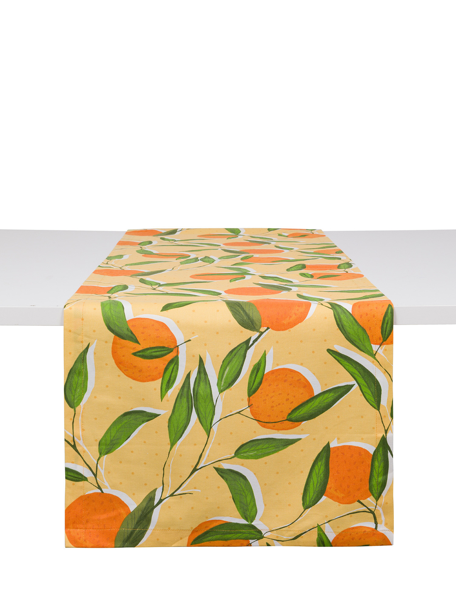 Runner panama di cotone stampa arance, Giallo, large image number 0