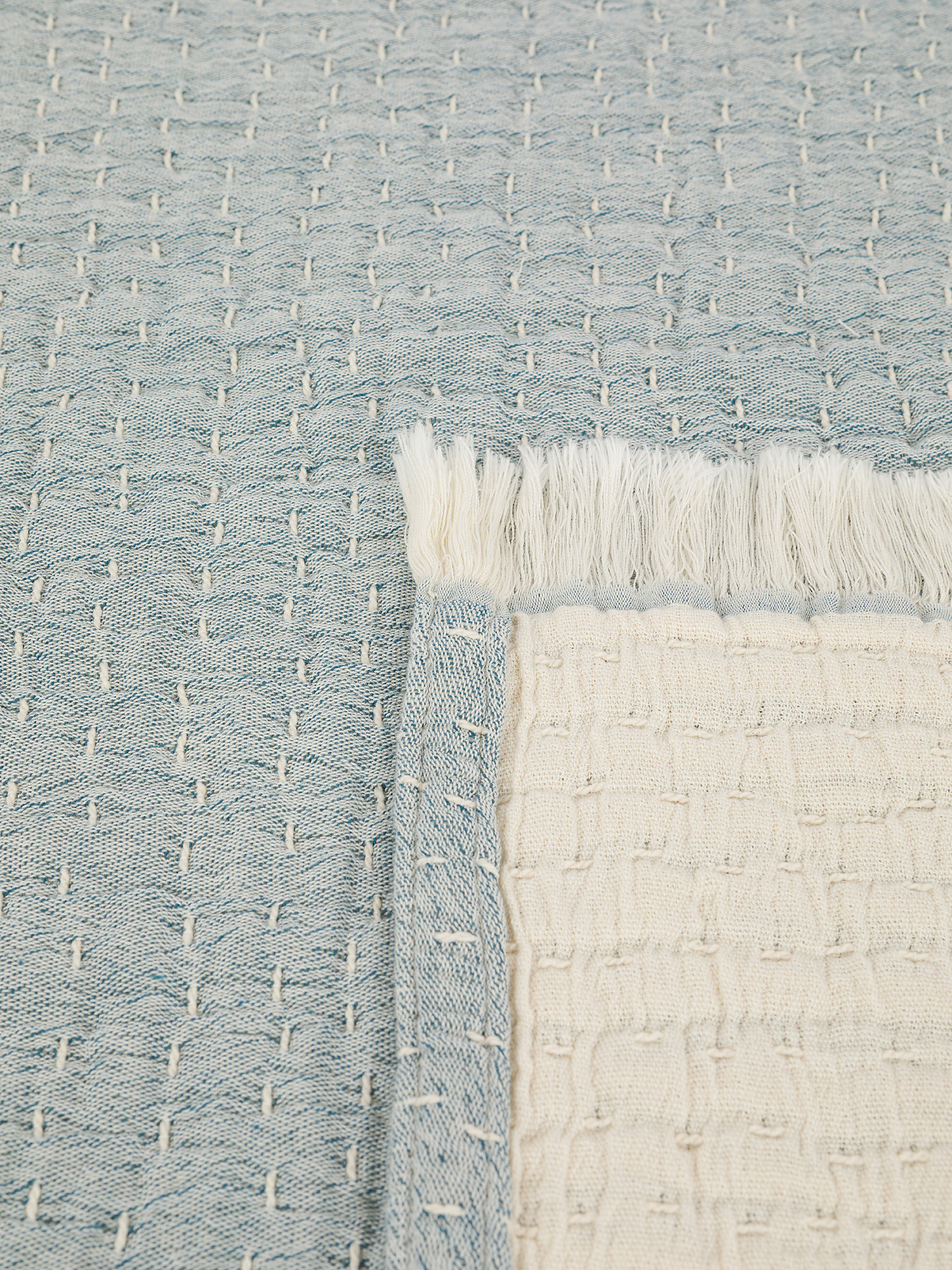 Stonewashed cotton gauze plaid, Blue, large image number 1
