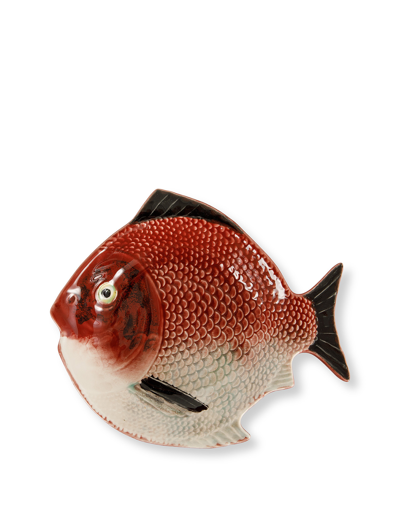 Piatto fondo ceramica a pesce, Rosso, large image number 1