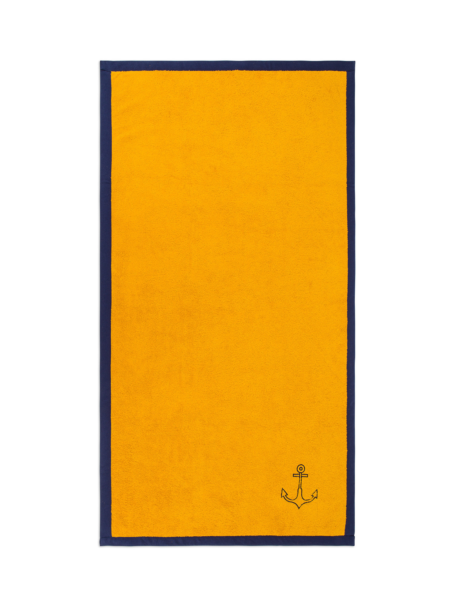 Cotton terry beach towel with anchor embroidery, Ocra Yellow, large image number 0