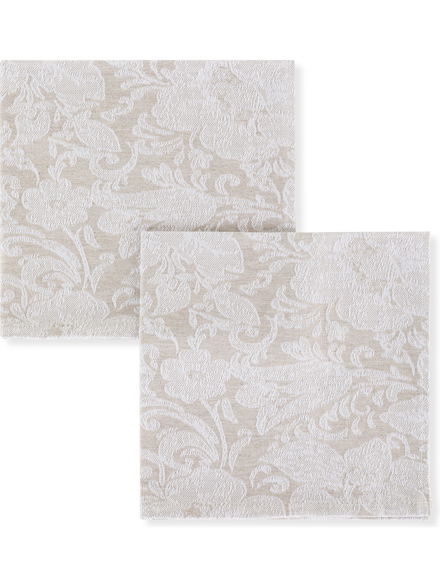Set of 2 linen and cotton napkins with ornamental motif